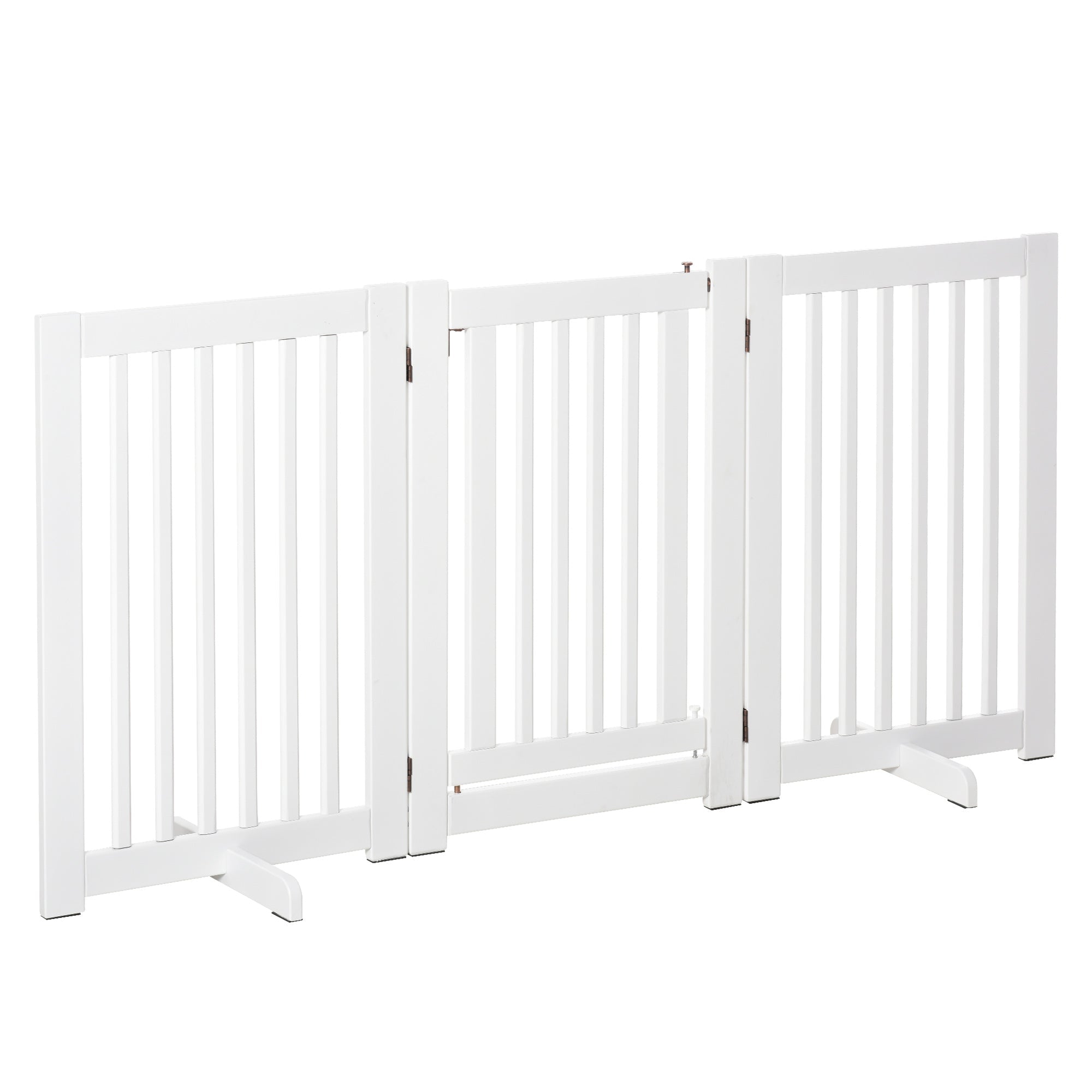 EASYCOMFORT 3-Panel Folding Dog Gate, Central Door with Lock, MDF Structure, 155x76cm White