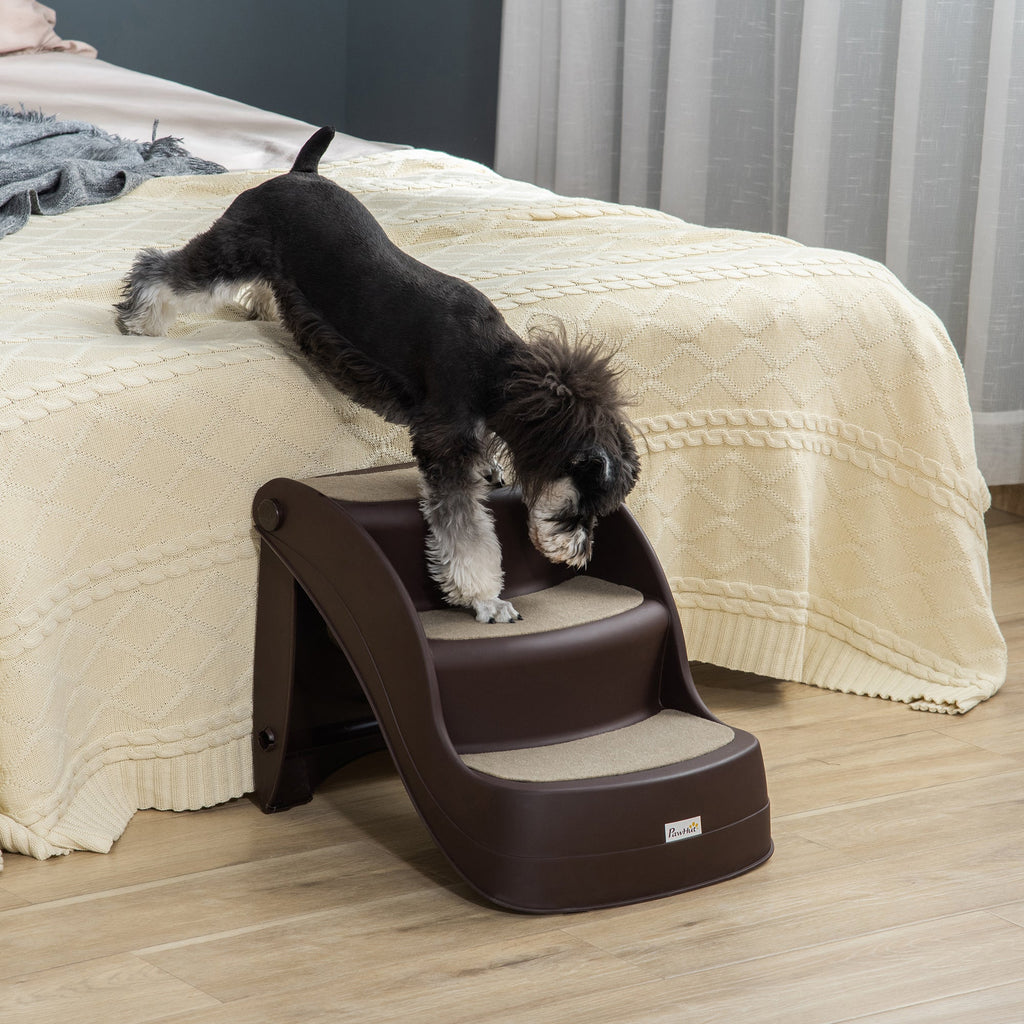 EasyComfort opvouwbare hondentrap 3 treden PP 49x38x38 cm bruin