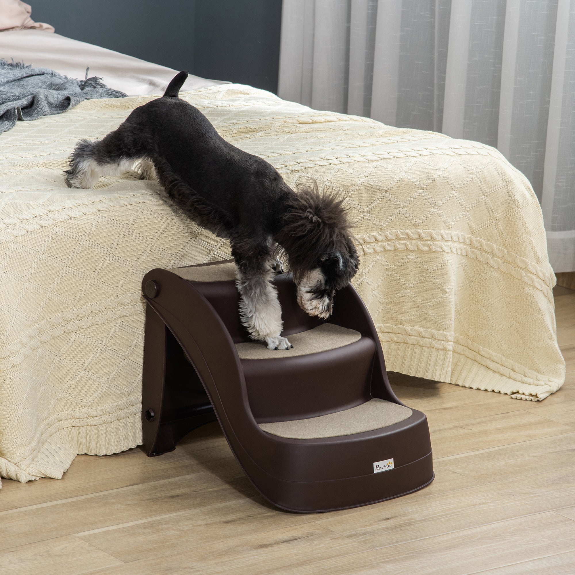 EasyComfort opvouwbare hondentrap 3 treden PP 49x38x38 cm bruin