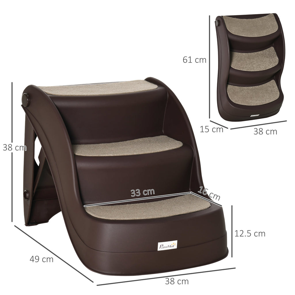 EasyComfort opvouwbare hondentrap 3 treden PP 49x38x38 cm bruin