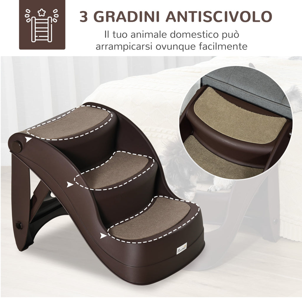 EasyComfort opvouwbare hondentrap 3 treden PP 49x38x38 cm bruin