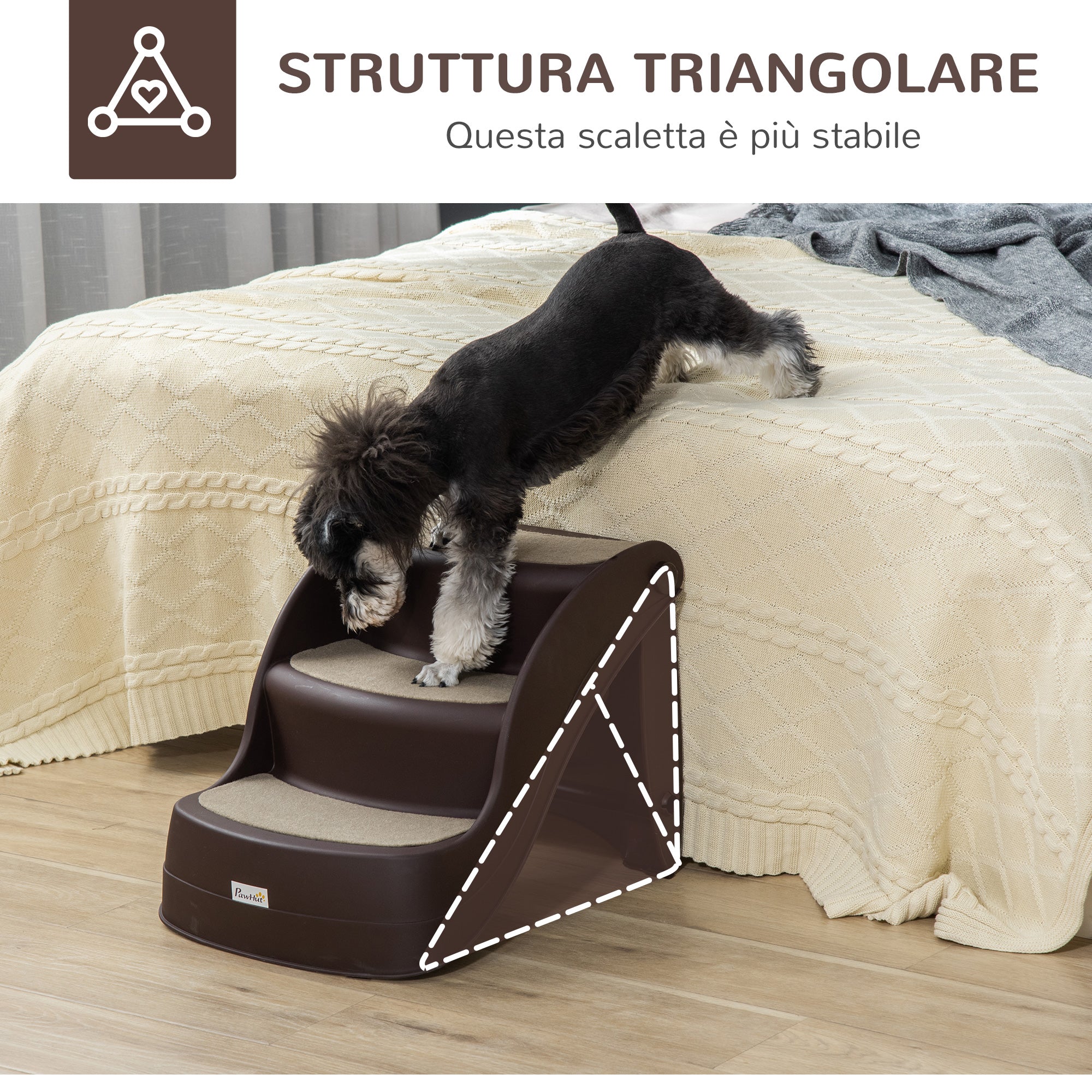 EasyComfort opvouwbare hondentrap 3 treden PP 49x38x38 cm bruin