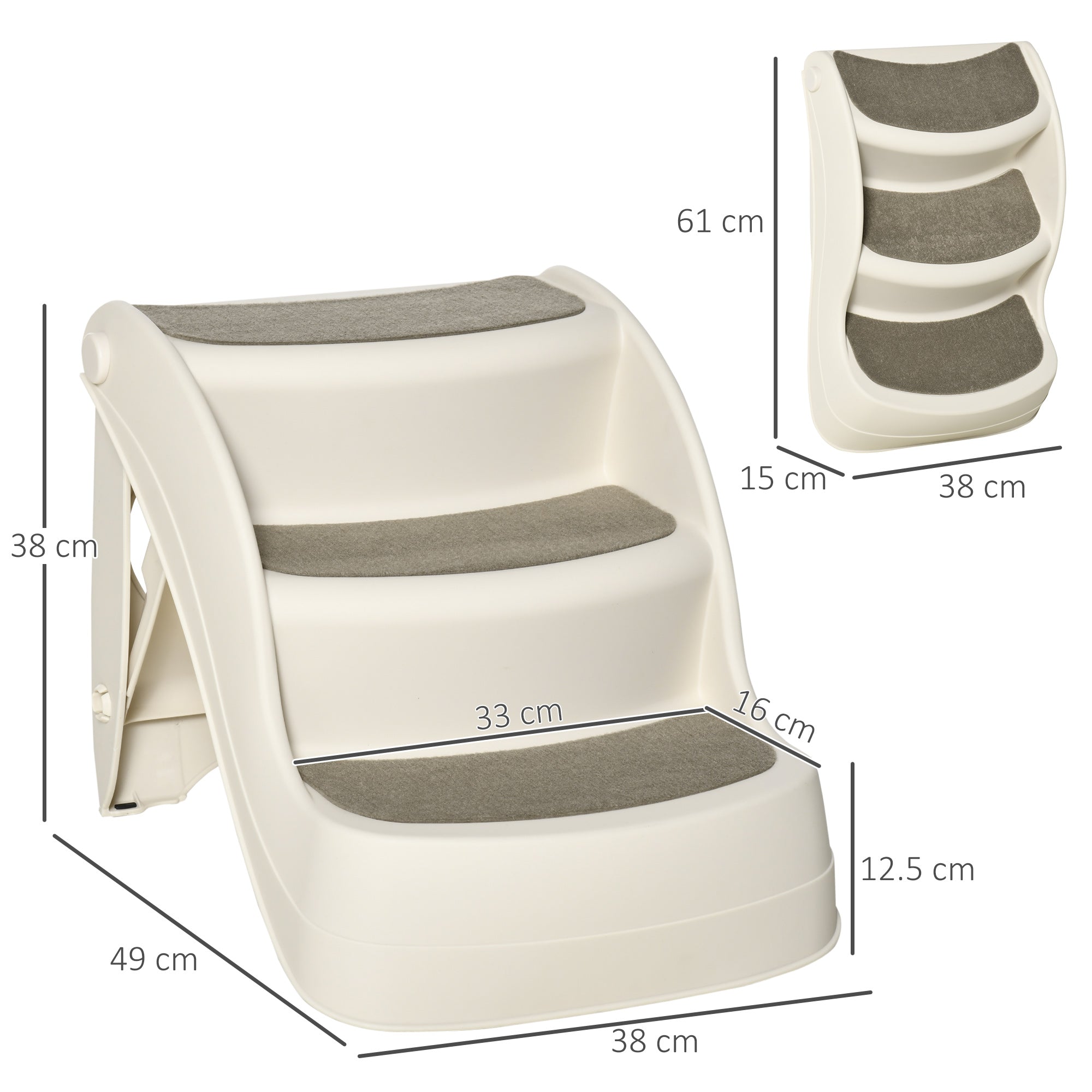 EasyComfort opvouwbare trap voor honden en katten, 3 antislip treden, 49x38x38 cm