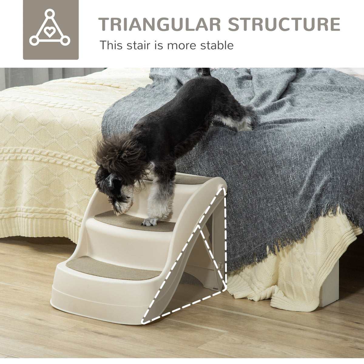 EasyComfort opvouwbare trap voor honden en katten, 3 antislip treden, 49x38x38 cm