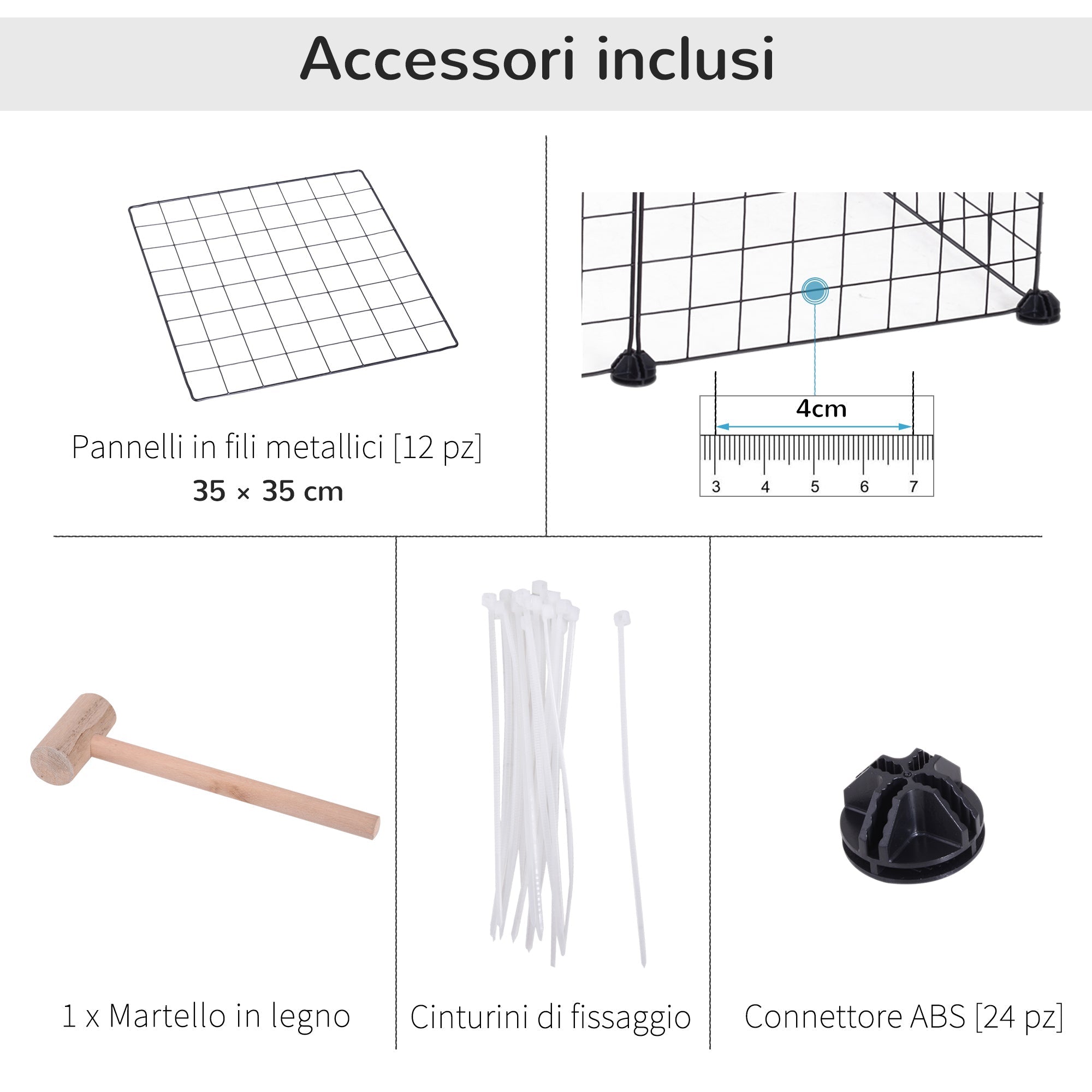 EASYCOMFORT Modular Playpen for Puppies and Small Animals in Metal and PP, 12 Panels of 35x35 cm Black