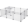 EASYCOMFORT Modular Playpen for Puppies and Small Animals in Metal and PP, 12 Panels of 35x35 cm Black
