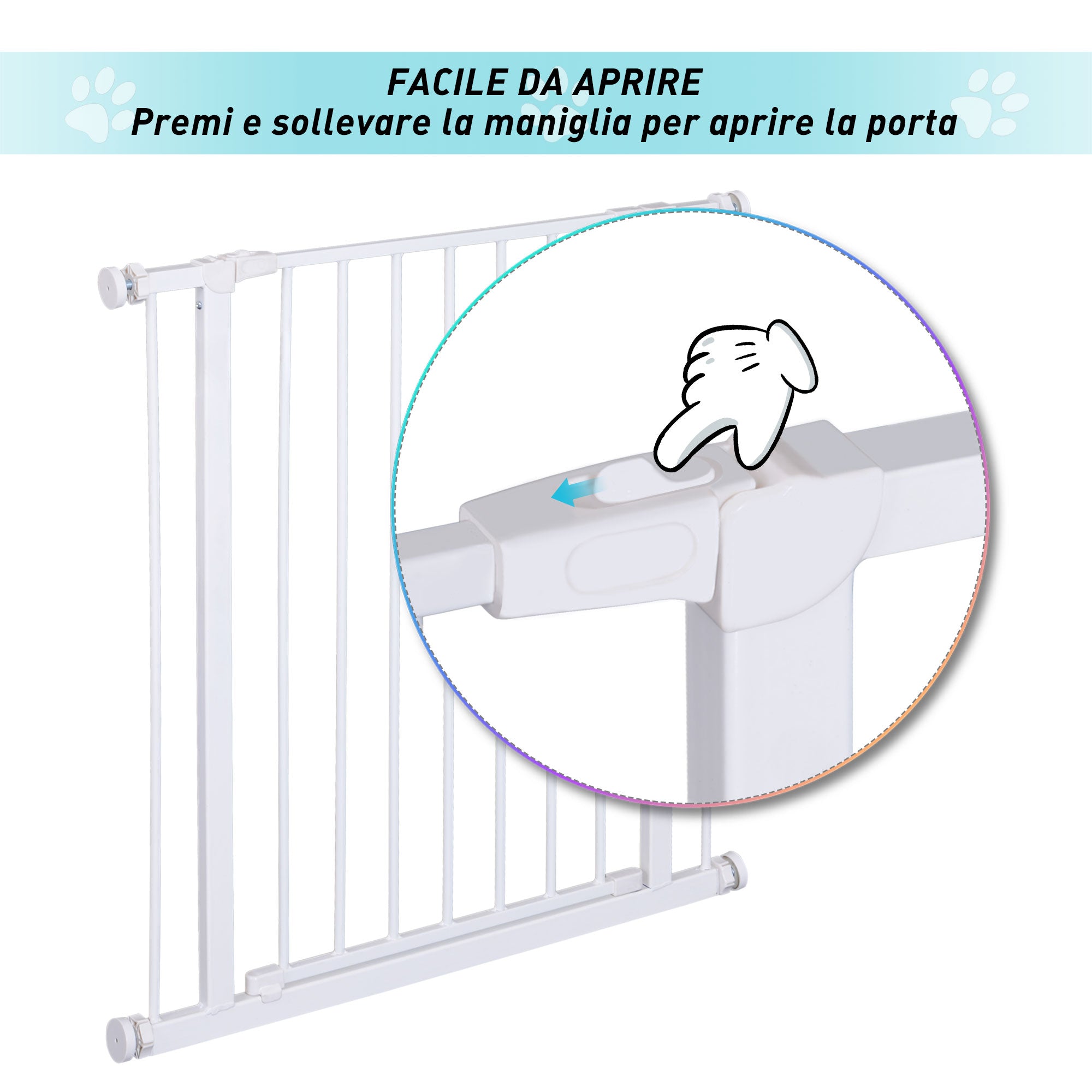 EASYCOMFORT Extendable Pet Safety Gate Easy Installation with Pressure Mounts Durable Steel with a White Powder Coated Finish 76x76-82cm