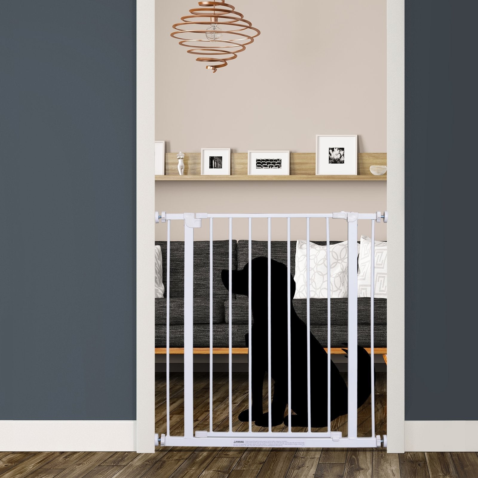 EASYCOMFORT Extendable Pet Safety Gate Easy Installation with Pressure Mounts Durable Steel with a White Powder Coated Finish 76x76-82cm