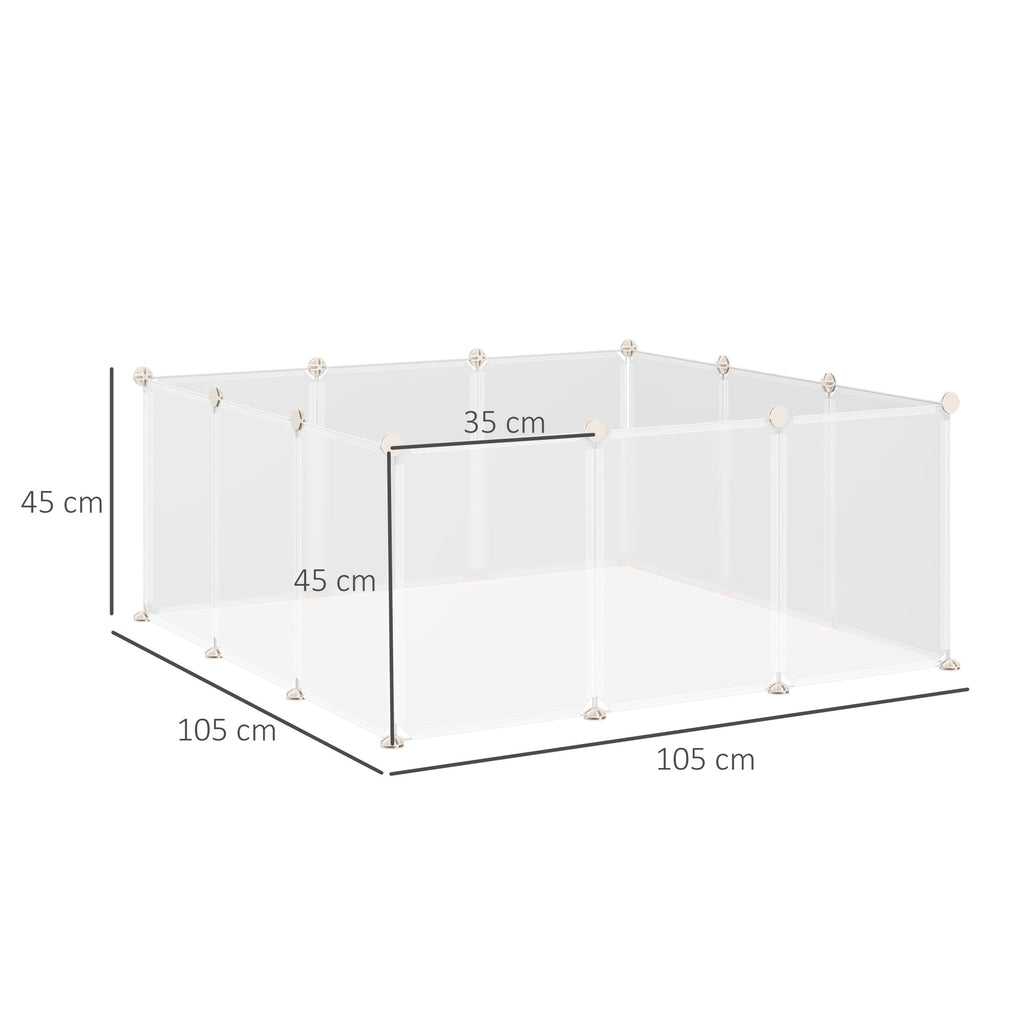 EASYCOMFORT Modular Fence for Rabbits, Puppies and Small Animals in Metal and PP, 12 Panels of 35x45cm White