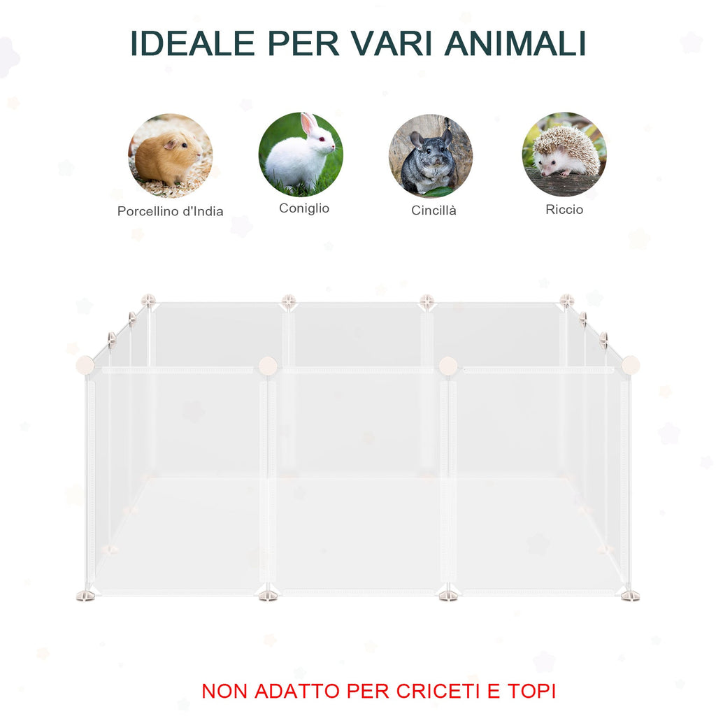 EASYCOMFORT Modular Fence for Rabbits, Puppies and Small Animals in Metal and PP, 12 Panels of 35x45cm White
