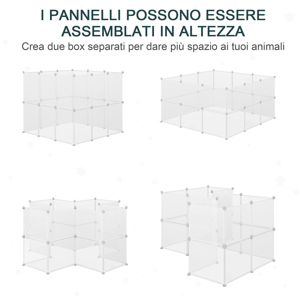 EASYCOMFORT Modular Fence for Rabbits, Puppies and Small Animals in Metal and PP, 12 Panels of 35x45cm White