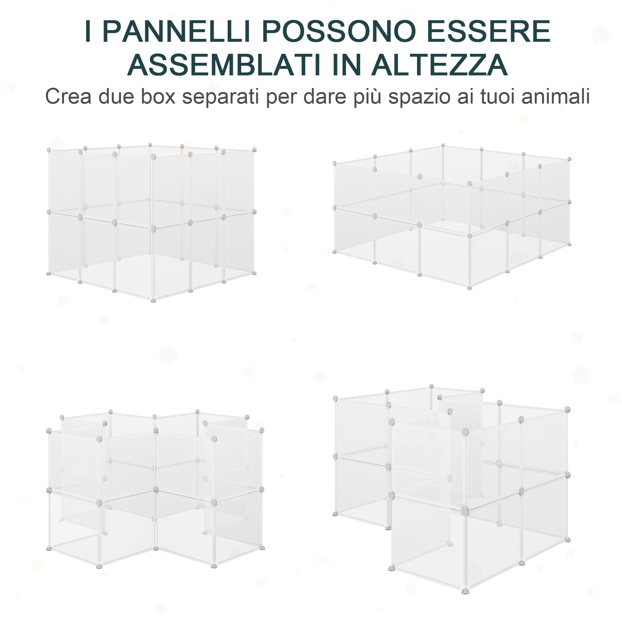 EASYCOMFORT Modular Fence for Rabbits, Puppies and Small Animals in Metal and PP, 12 Panels of 35x45cm White