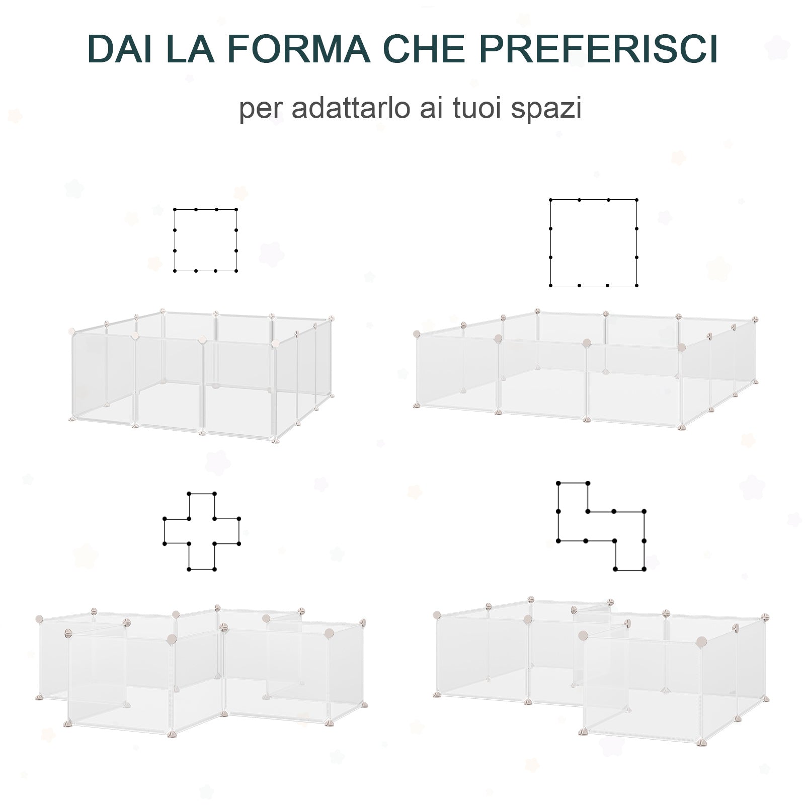 EASYCOMFORT Modular Fence for Rabbits, Puppies and Small Animals in Metal and PP, 12 Panels of 35x45cm White