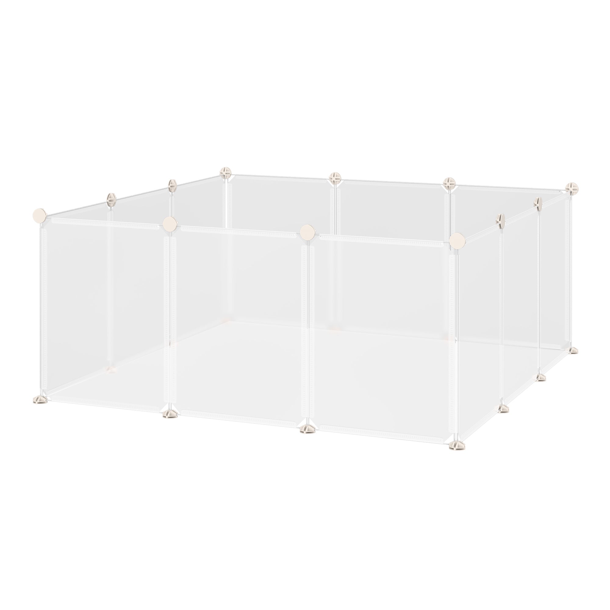EASYCOMFORT Modular Fence for Rabbits, Puppies and Small Animals in Metal and PP, 12 Panels of 35x45cm White