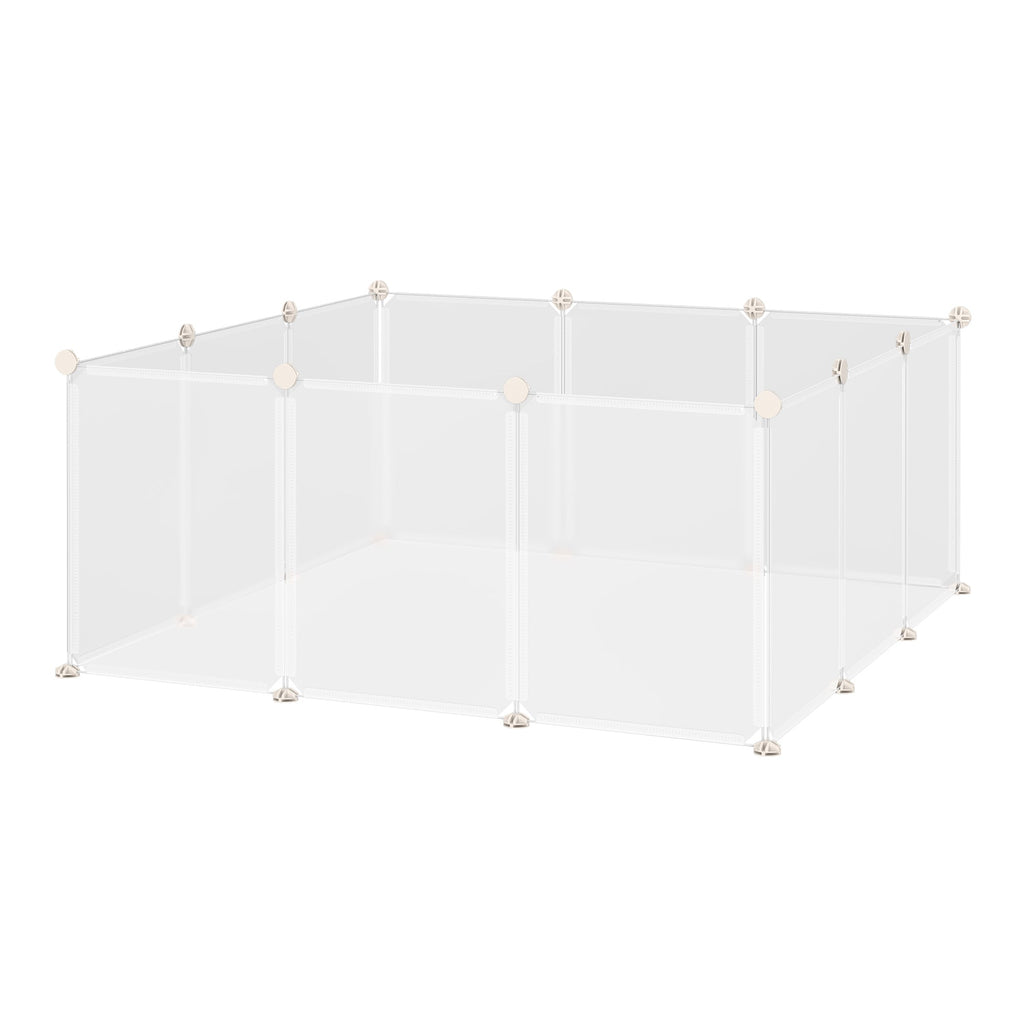 EASYCOMFORT Modular Fence for Rabbits, Puppies and Small Animals in Metal and PP, 12 Panels of 35x45cm White