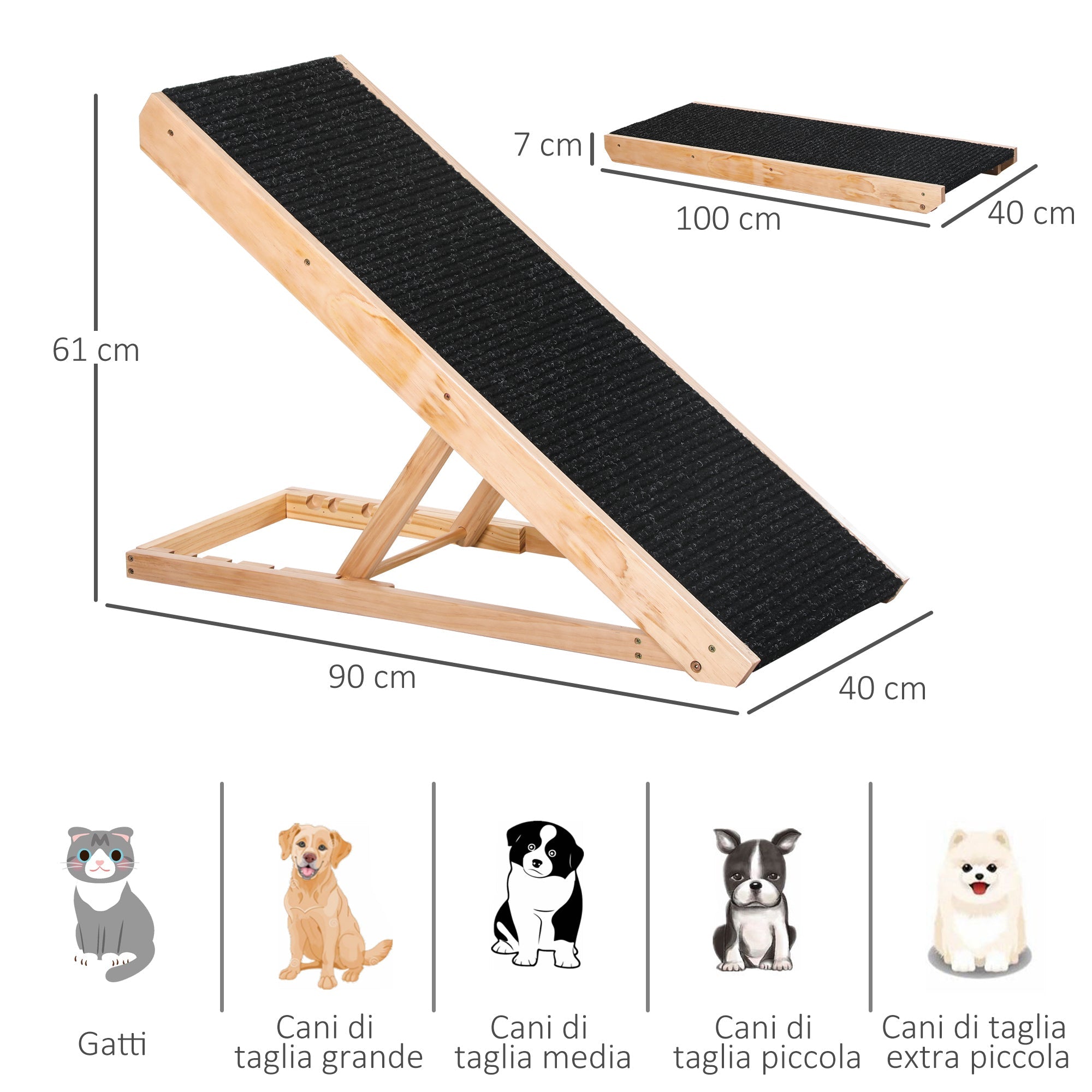 EasyComfort loopplank voor honden en katten tot 75kg, inklapbaar en verstelbaar
