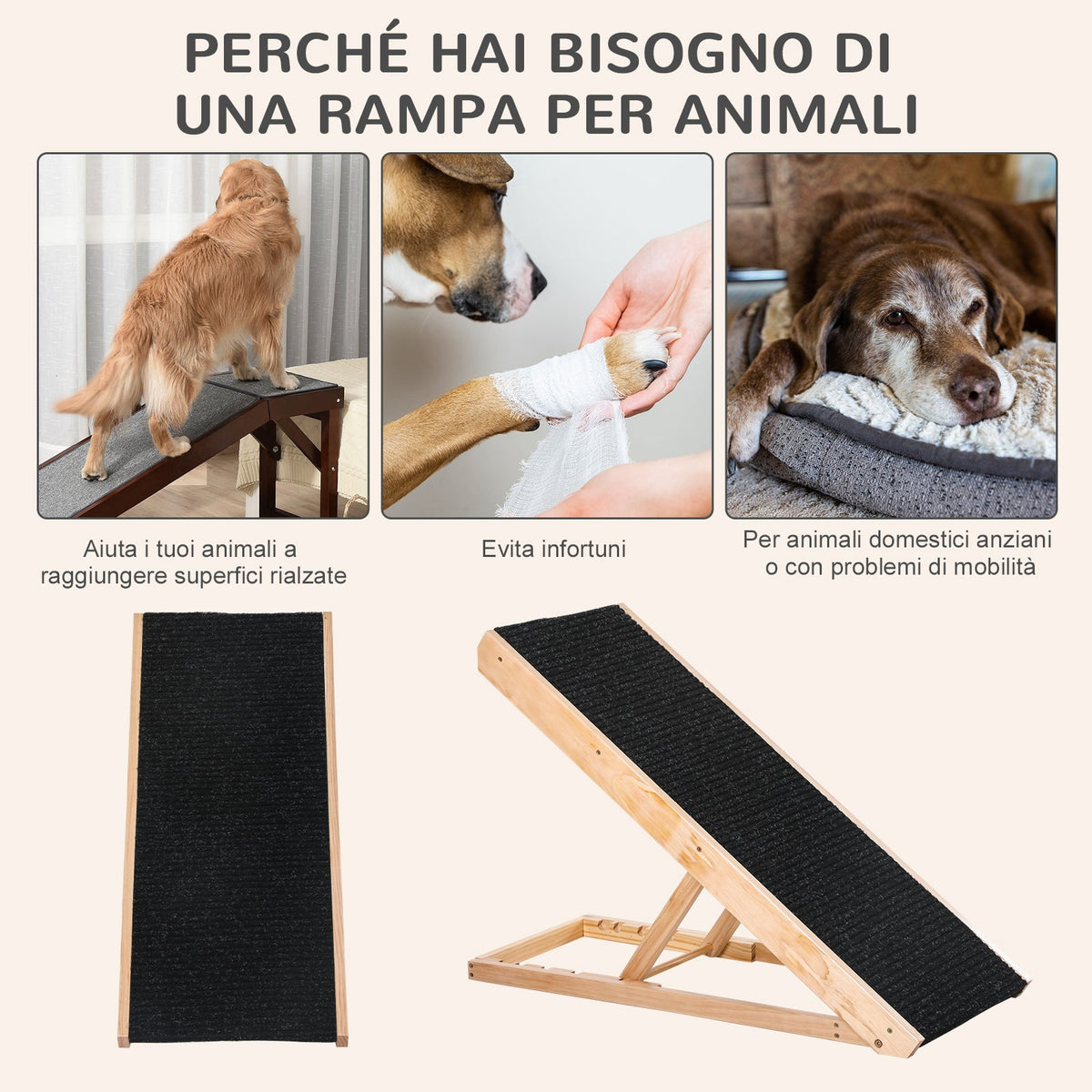 EasyComfort loopplank voor honden en katten tot 75kg, inklapbaar en verstelbaar