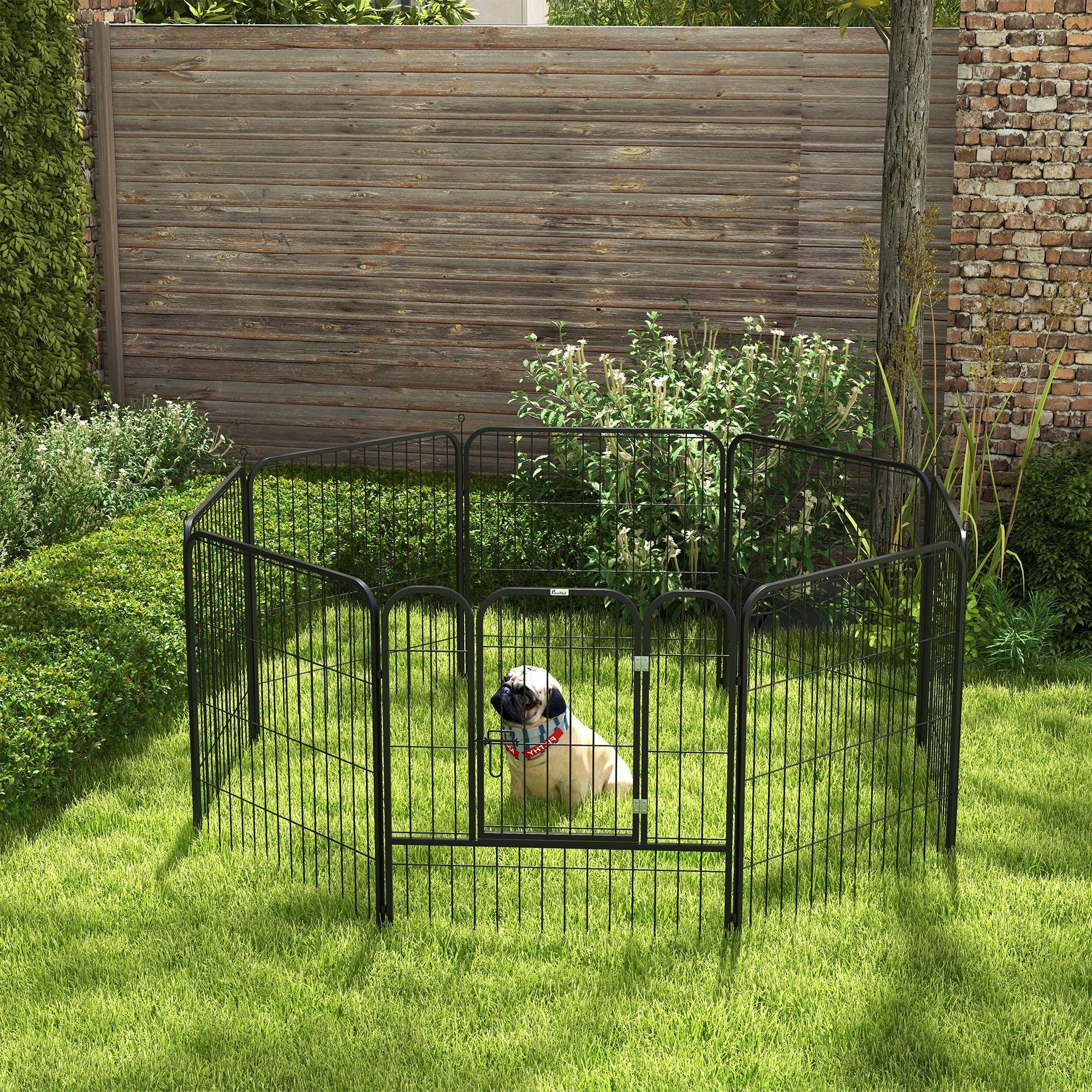 EASYCOMFORT Fence for Dogs and Puppies, Modular Fence for Indoor and Outdoor Dogs in Metal and Steel 8 Panels 79x79cm