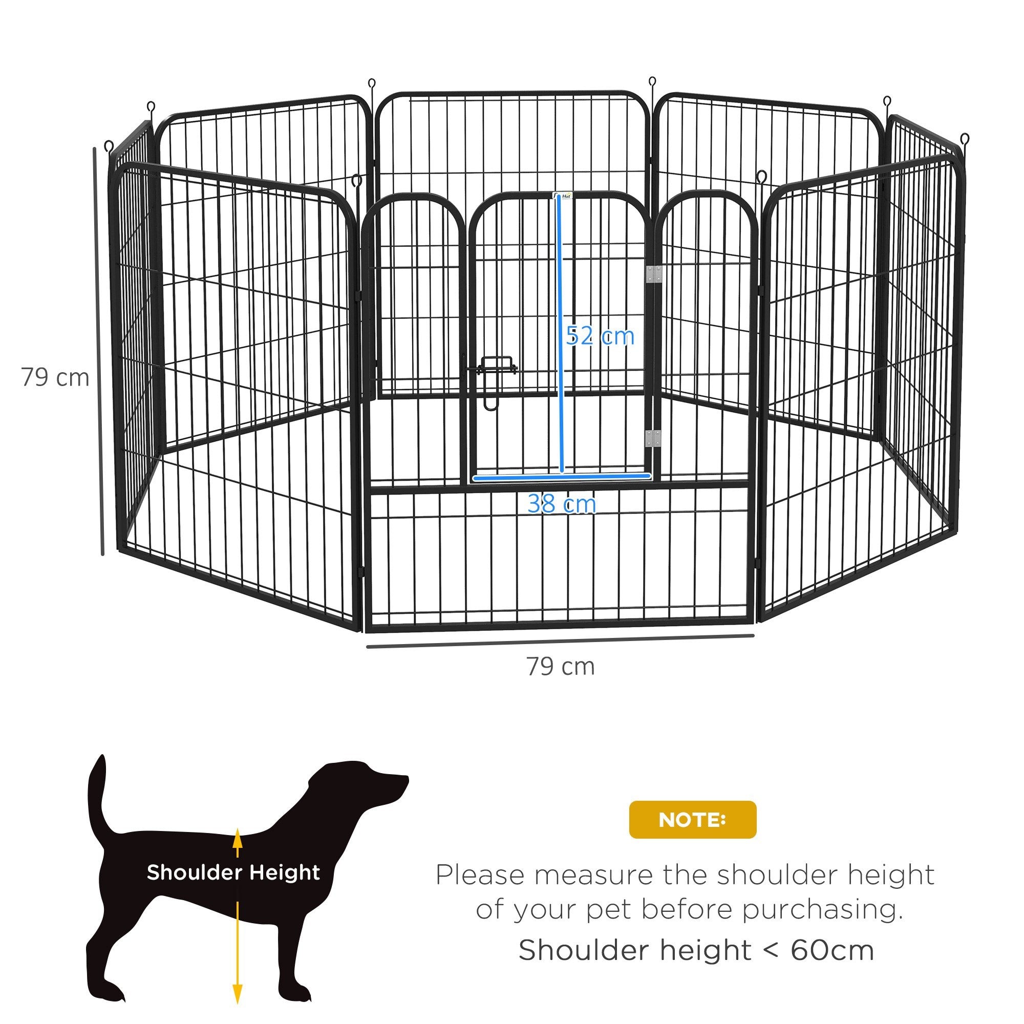 EASYCOMFORT Fence for Dogs and Puppies, Modular Fence for Indoor and Outdoor Dogs in Metal and Steel 8 Panels 79x79cm