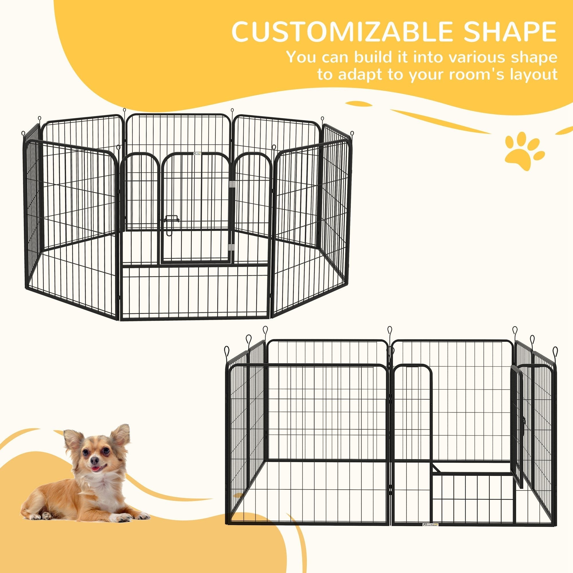 EASYCOMFORT Fence for Dogs and Puppies, Modular Fence for Indoor and Outdoor Dogs in Metal and Steel 8 Panels 79x79cm