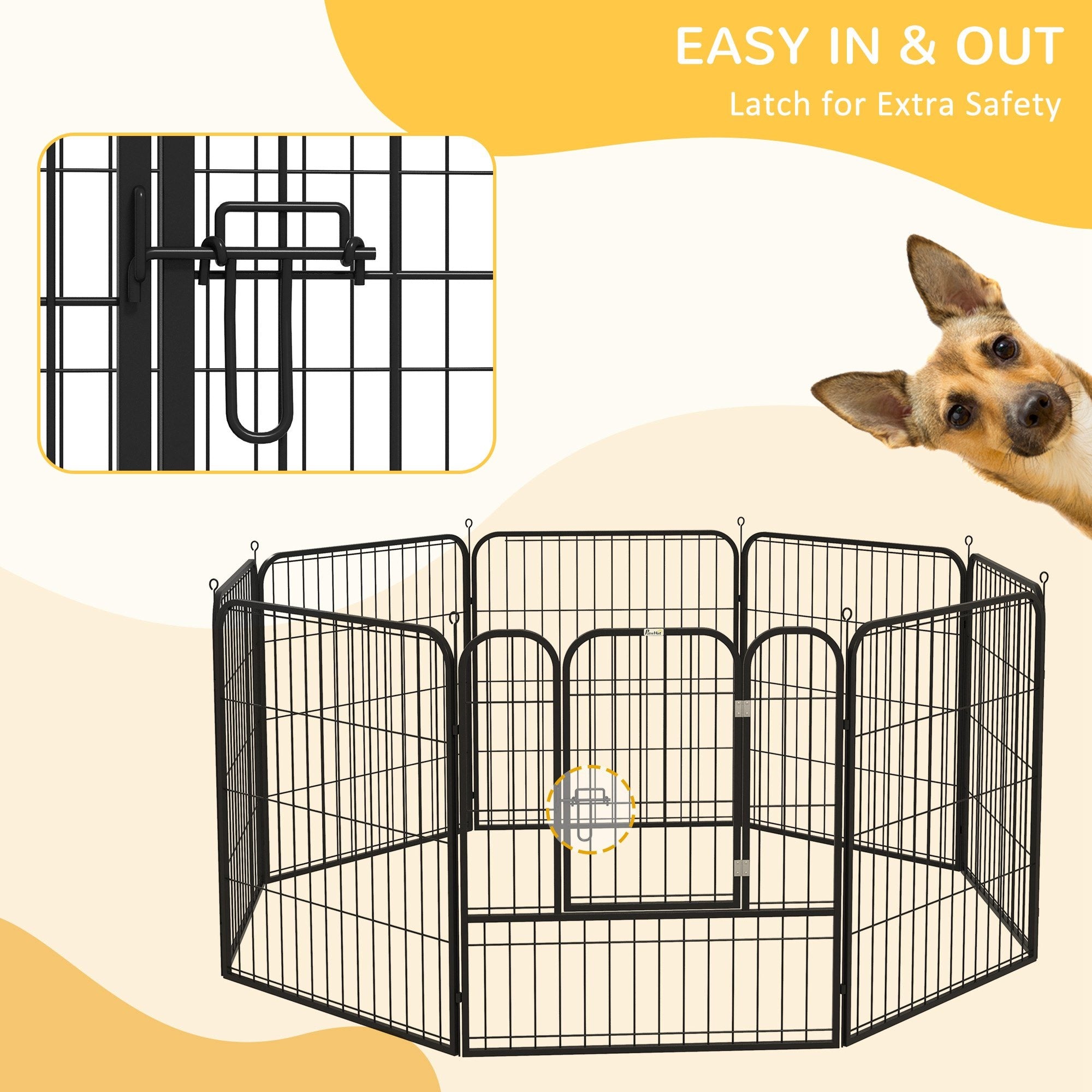 EASYCOMFORT Fence for Dogs and Puppies, Modular Fence for Indoor and Outdoor Dogs in Metal and Steel 8 Panels 79x79cm