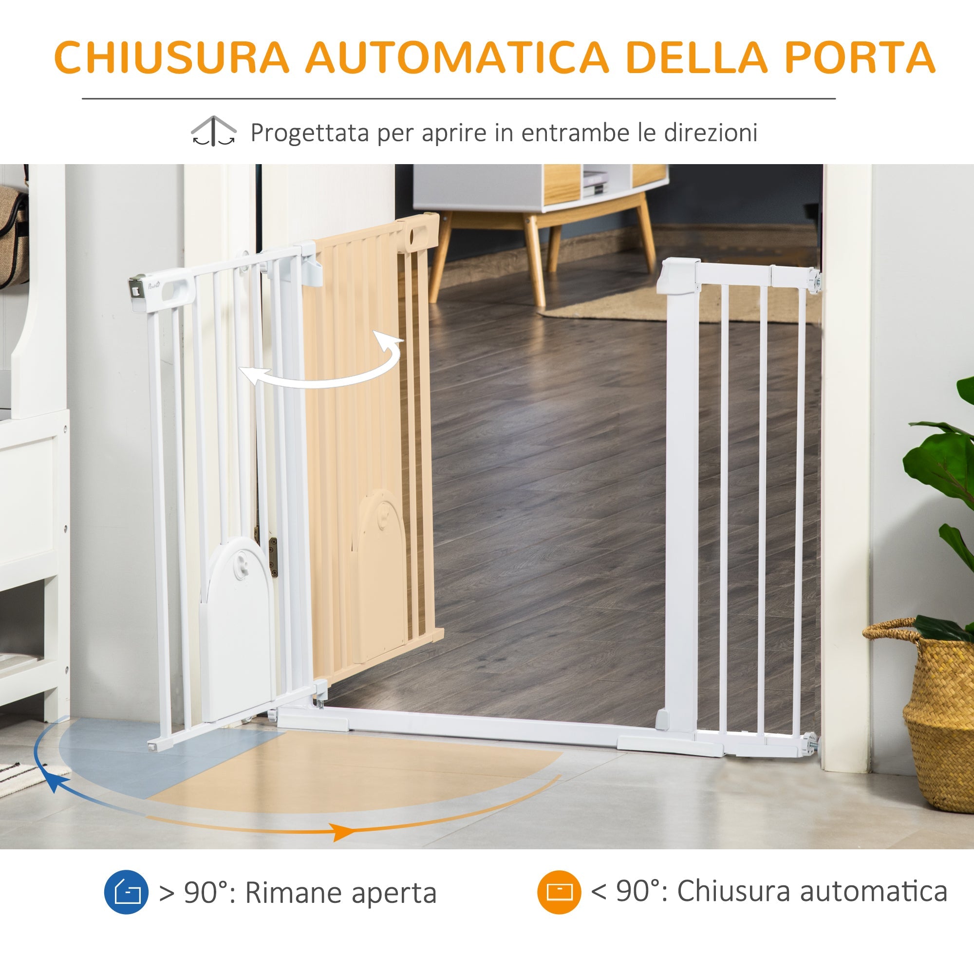 EASYCOMFORT Uitbreidbaar Huisdierhek met Automatische Sluitdeur 75-131×76 cm Wit