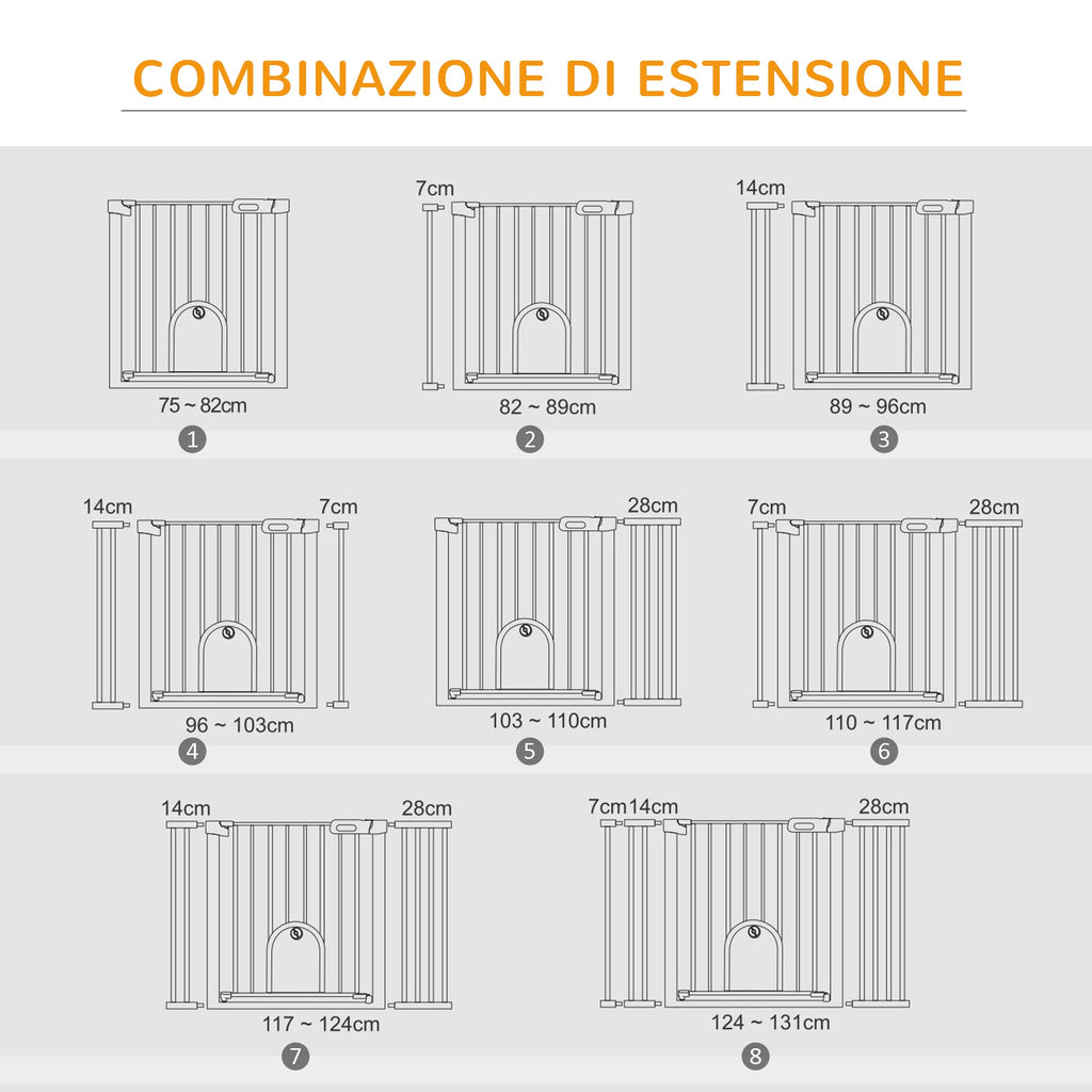 EASYCOMFORT Uitbreidbaar Huisdierhek met Automatische Sluitdeur 75-131×76 cm Wit