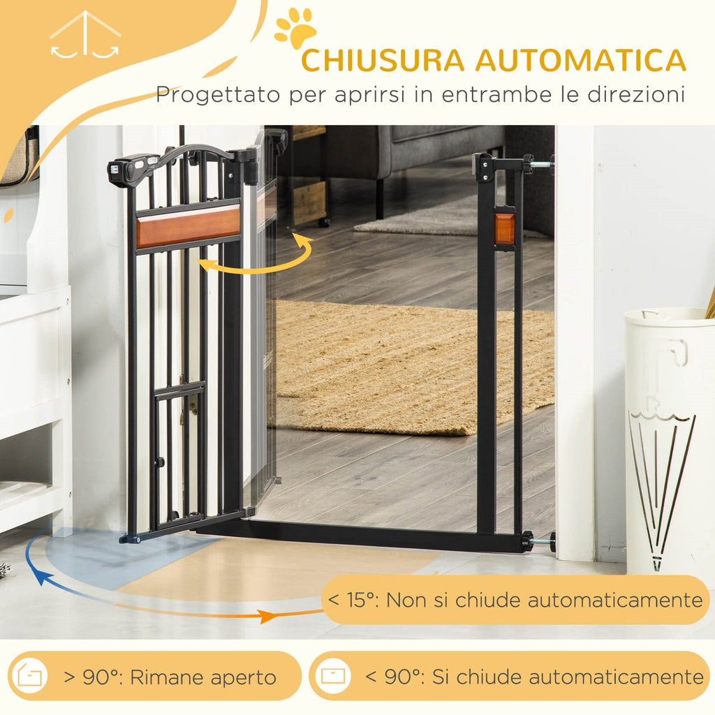 EASYCOMFORT Dog Gate with Pressure Fixing, Extendable from 74-80cm with Automatic Closing, Black