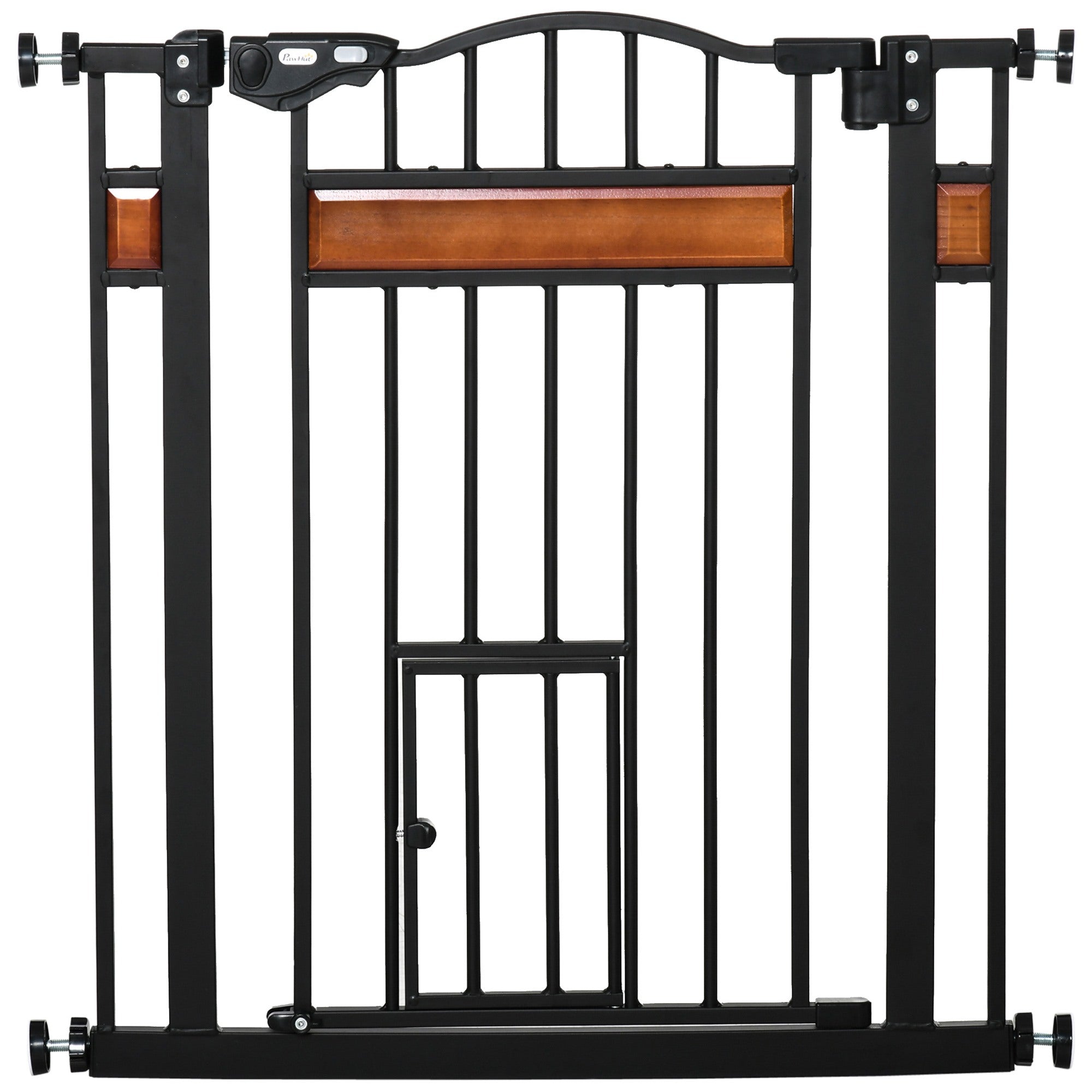 EASYCOMFORT Dog Gate with Pressure Fixing, Extendable from 74-80cm with Automatic Closing, Black
