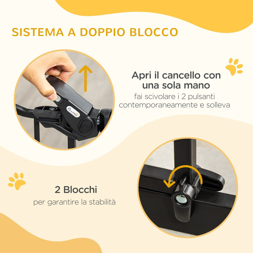 EASYCOMFORT Dog Gate with Pressure Fixing, Extendable from 74-80cm with Automatic Closing, Black