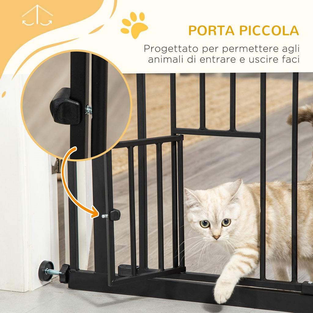 EASYCOMFORT Dog Gate with Pressure Fixing, Extendable from 74-80cm with Automatic Closing, Black