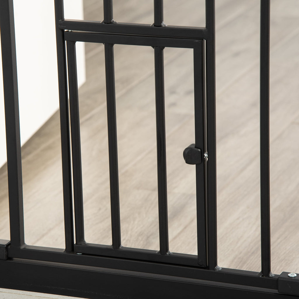 EASYCOMFORT Dog Gate with Pressure Fixing, Extendable from 74-80cm with Automatic Closing, Black