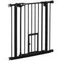 EASYCOMFORT Dog Gate with Pressure Fixing, Extendable from 74-80cm with Automatic Closing, Black