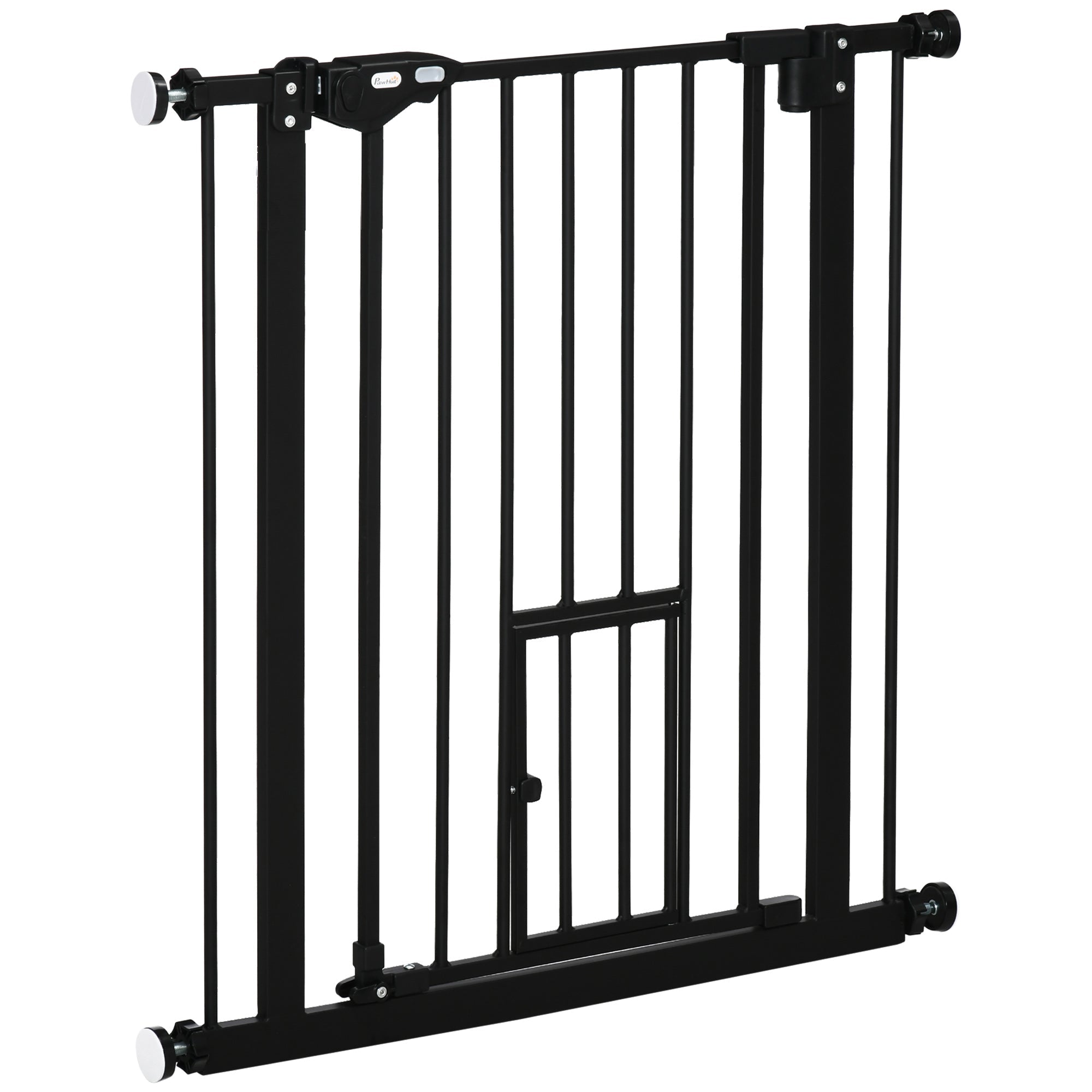 EASYCOMFORT Dog Gate with Pressure Fixing, Extendable from 74-80cm with Automatic Closing, Black