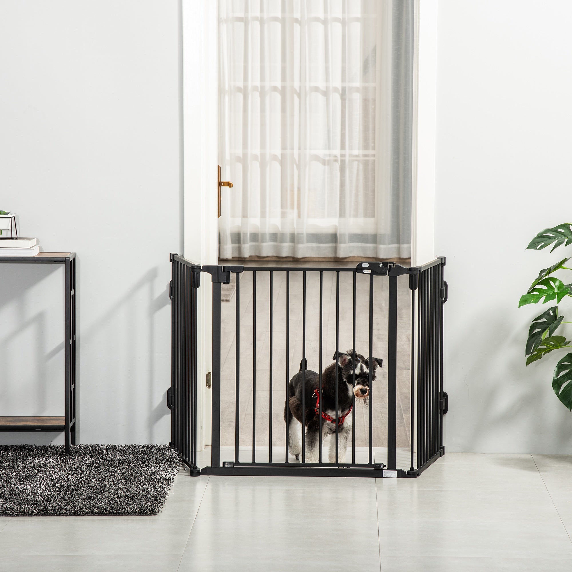 Easycomfort Cancellino per Cani Pieghevole in Acciaio with Chiusura Automatica, 202.5x2x76cm, black