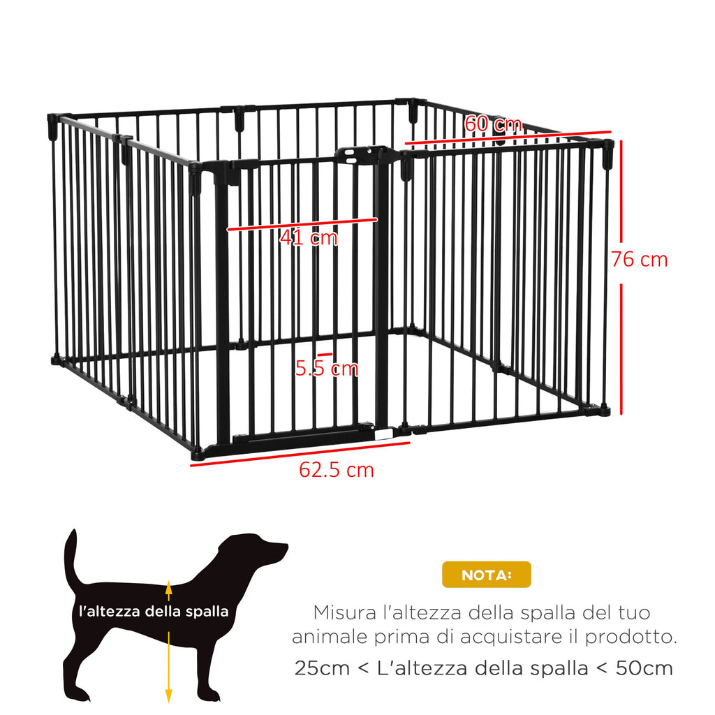 Easycomfort Cancelletto di Sicurezza Pieghevole 8 Sezioni, Cancellino Barriera per Cani in Acciaio, Sistema di Blocco e Chiusura Automatica, black