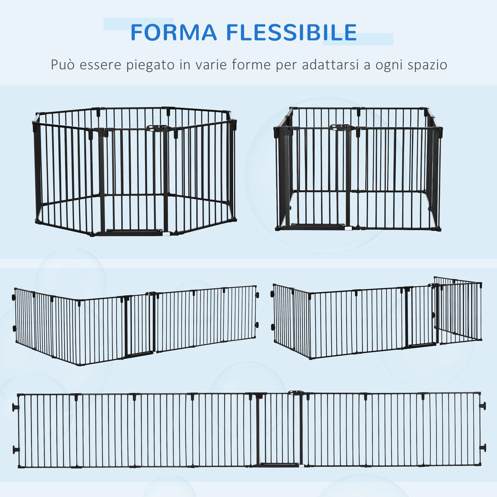 Easycomfort Cancelletto di Sicurezza Pieghevole 8 Sezioni, Cancellino Barriera per Cani in Acciaio, Sistema di Blocco e Chiusura Automatica, black