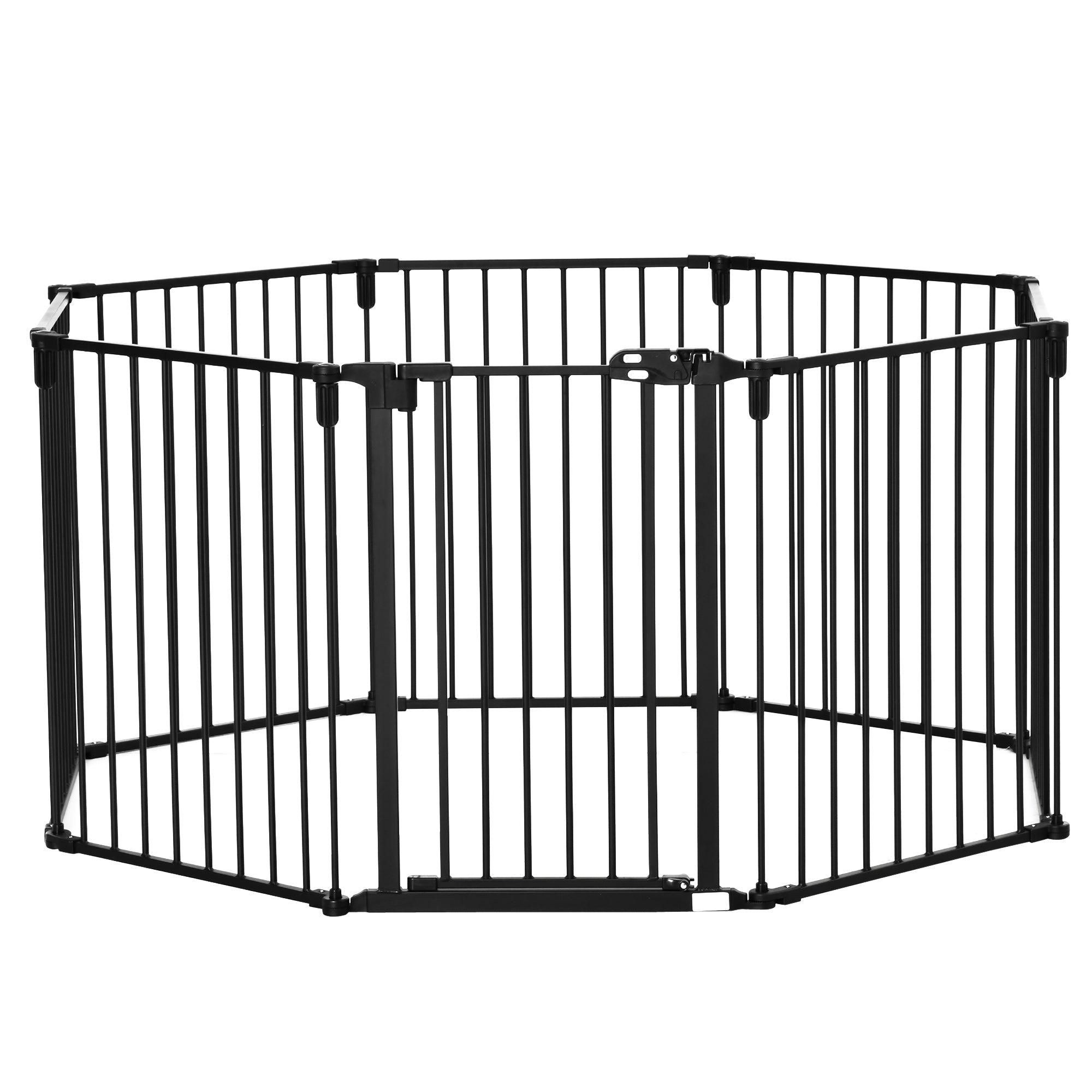Easycomfort Cancelletto di Sicurezza Pieghevole 8 Sezioni, Cancellino Barriera per Cani in Acciaio, Sistema di Blocco e Chiusura Automatica, black