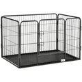 EASYCOMFORT Metal Dog Playpen with Door and Tray on the Bottom, 109x74x71cm, Gray