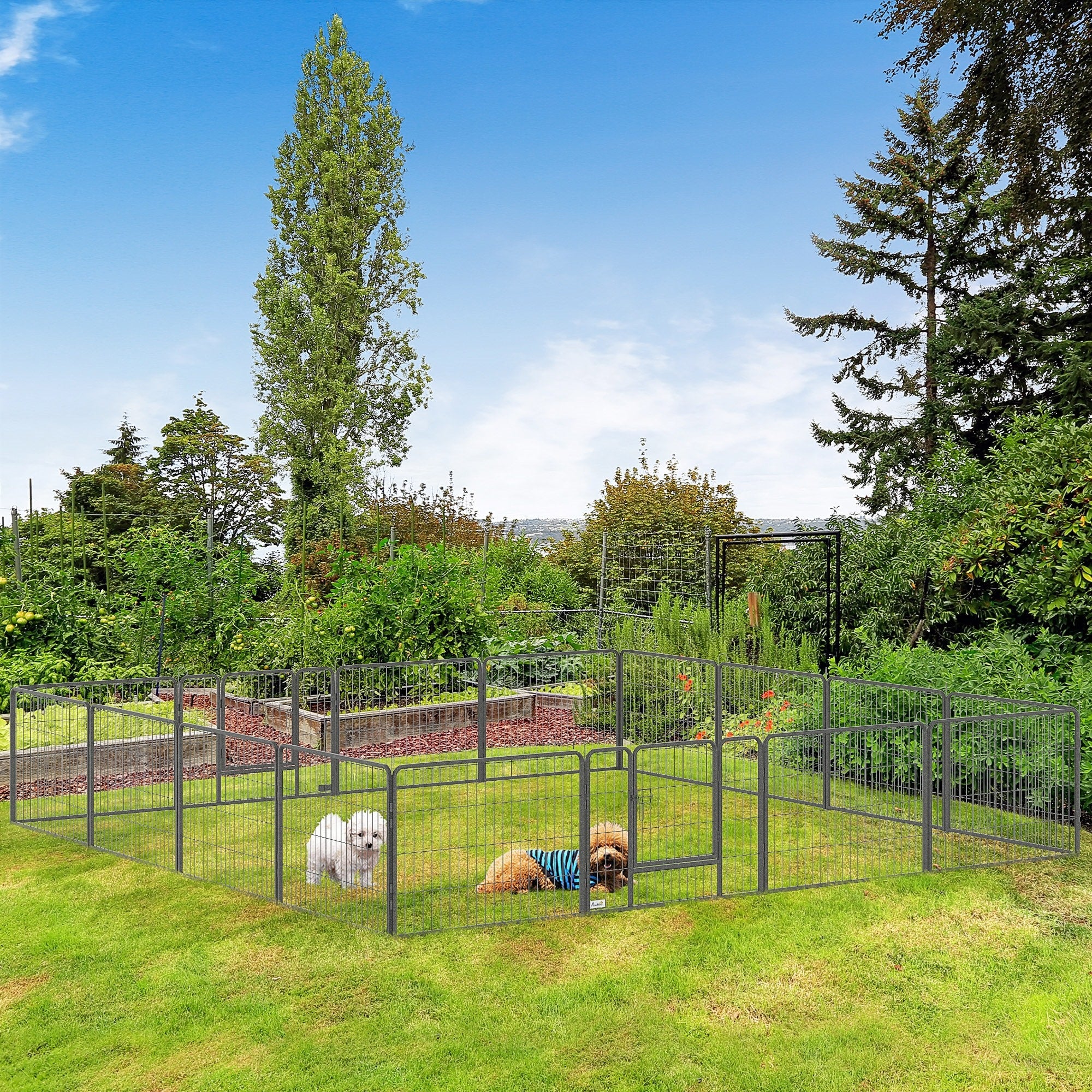 EASYCOMFORT Fence for Dogs and Puppies with 16 Modular Panels and 2 Entrances, 80x1.5x60cm