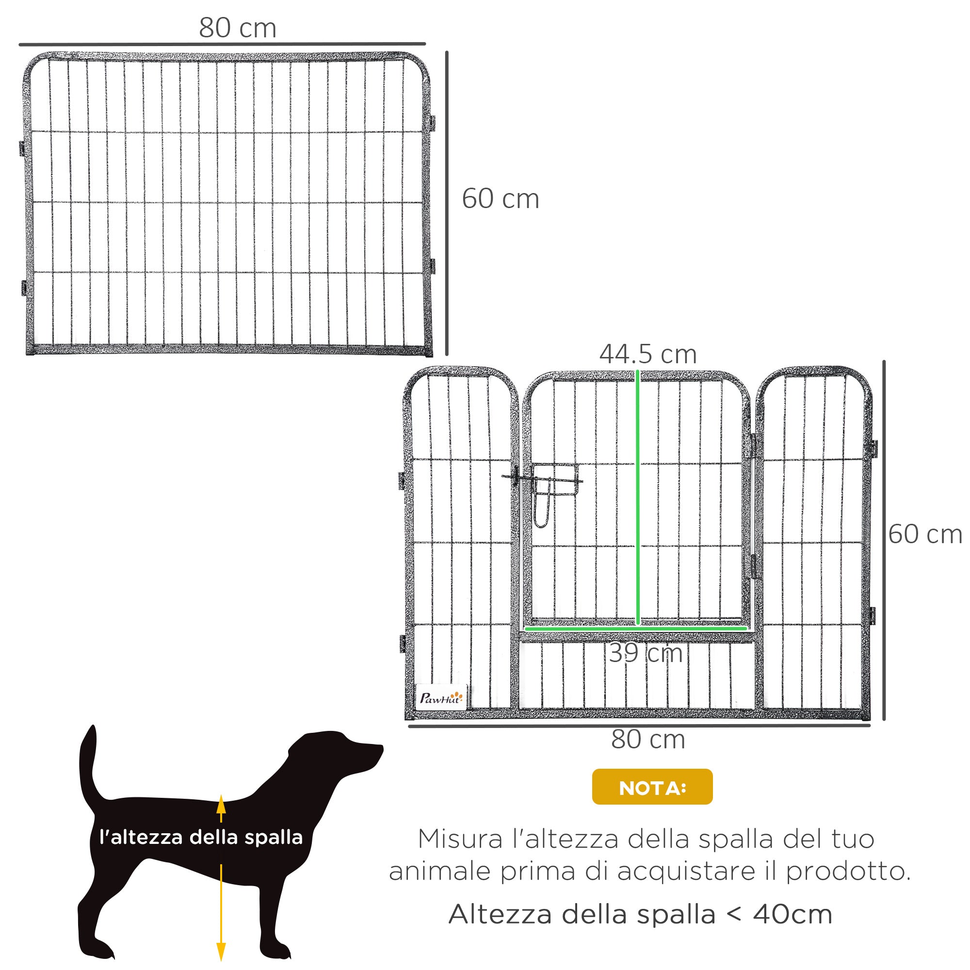 EASYCOMFORT Fence for Dogs and Puppies with 16 Modular Panels and 2 Entrances, 80x1.5x60cm