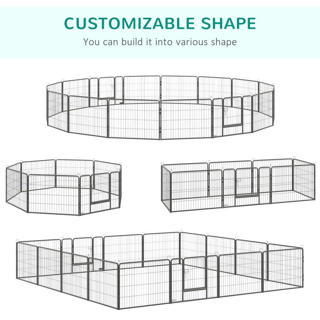 EASYCOMFORT Fence for Dogs and Puppies with 16 Modular Panels and 2 Entrances, 80x1.5x60cm