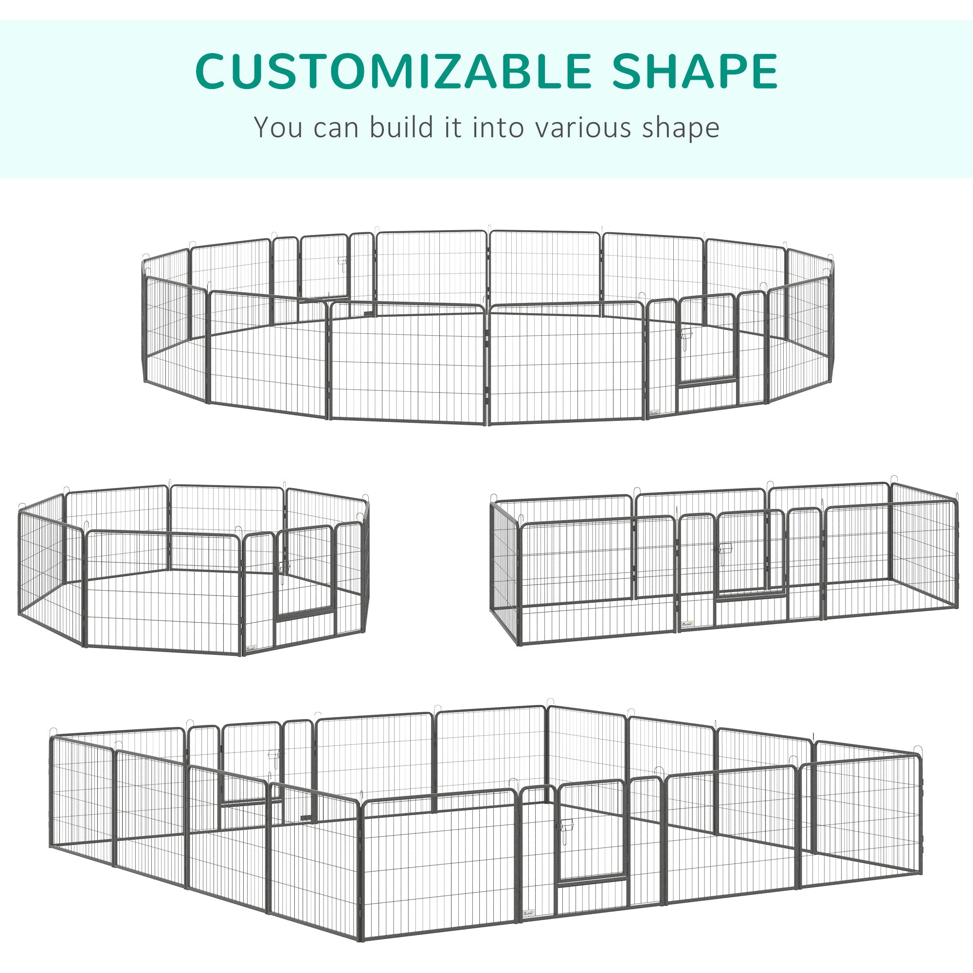 EASYCOMFORT Fence for Dogs and Puppies with 16 Modular Panels and 2 Entrances, 80x1.5x60cm