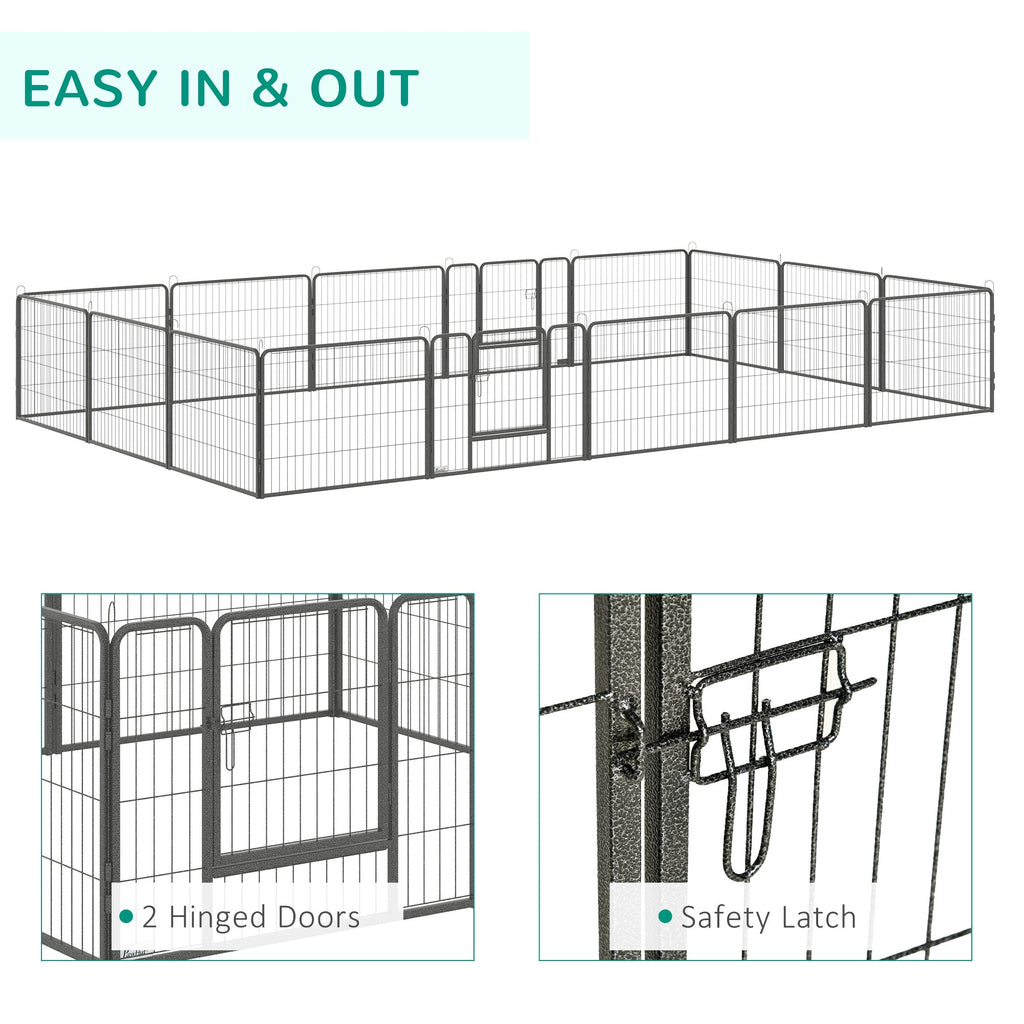 EASYCOMFORT Fence for Dogs and Puppies with 16 Modular Panels and 2 Entrances, 80x1.5x60cm