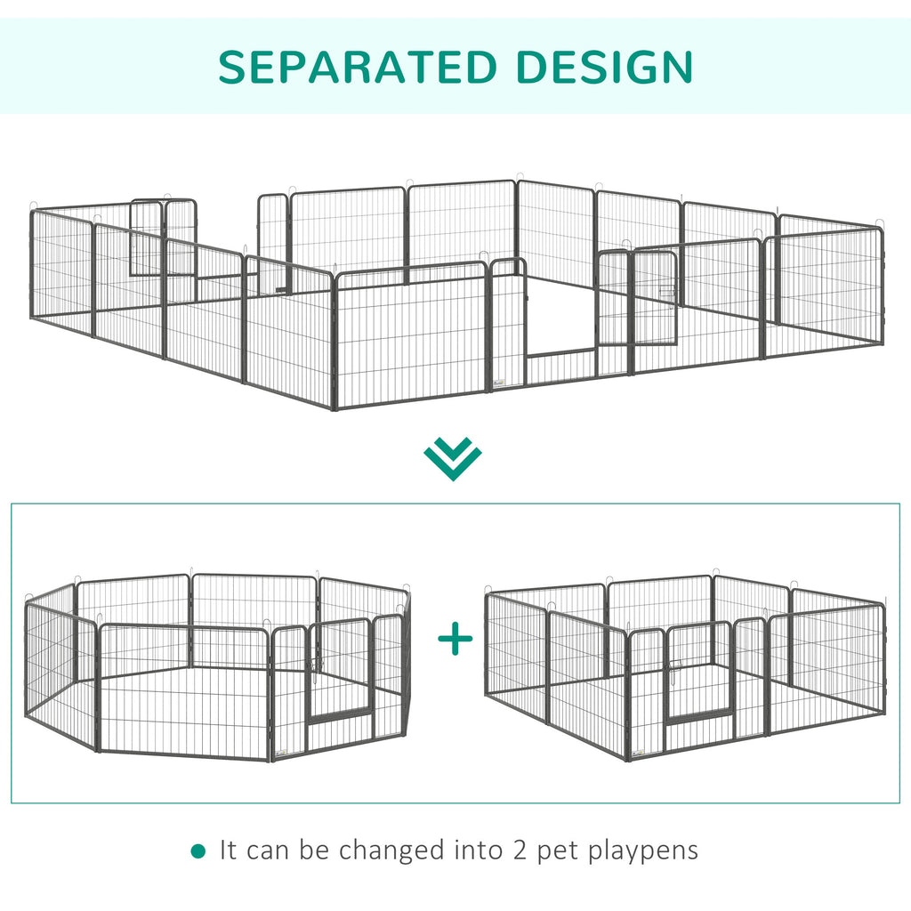 EASYCOMFORT Fence for Dogs and Puppies with 16 Modular Panels and 2 Entrances, 80x1.5x60cm
