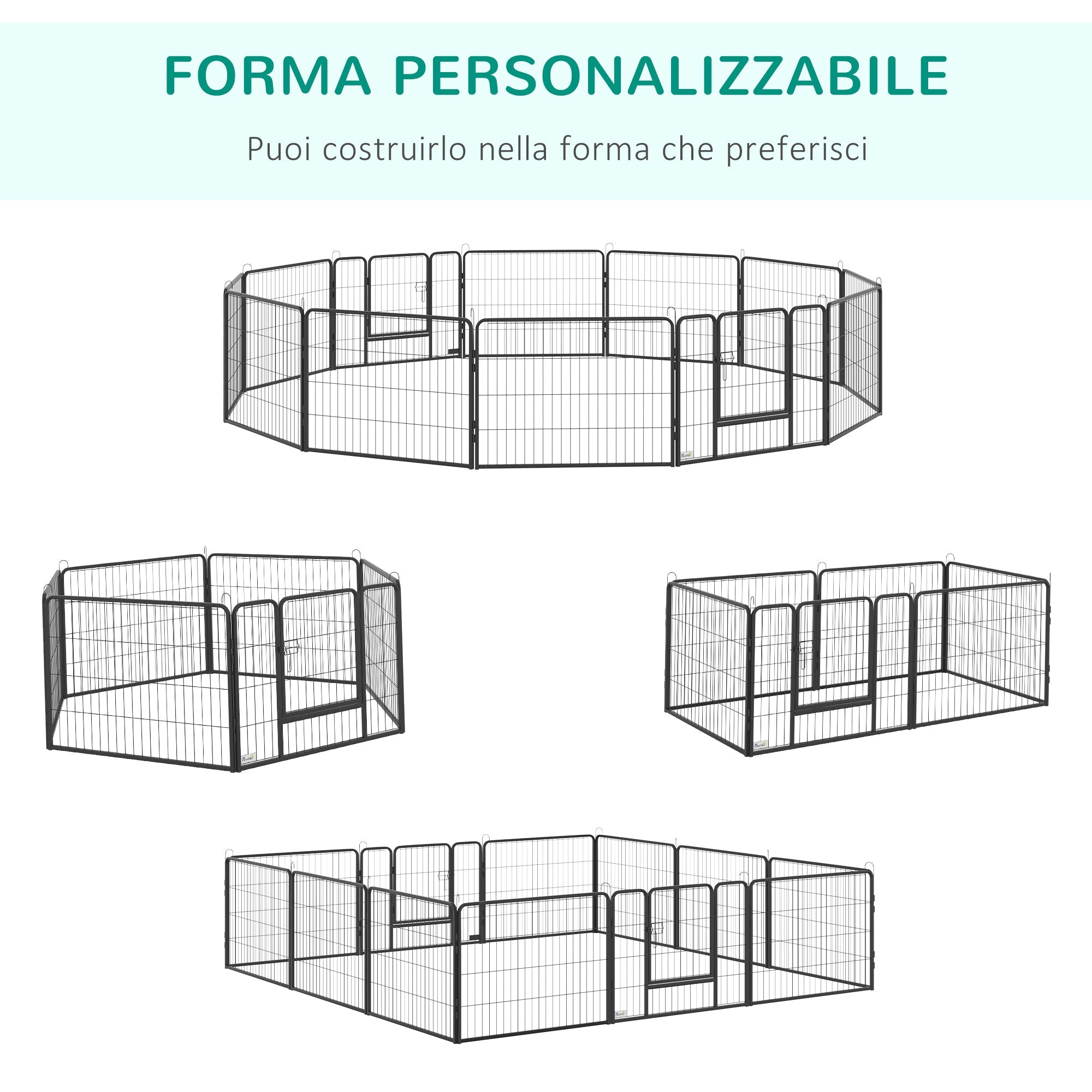 EASYCOMFORT Fence for Dogs and Pets with 12 Modular Steel Panels and 2 Entrances, 80x1.5x60cm, Black