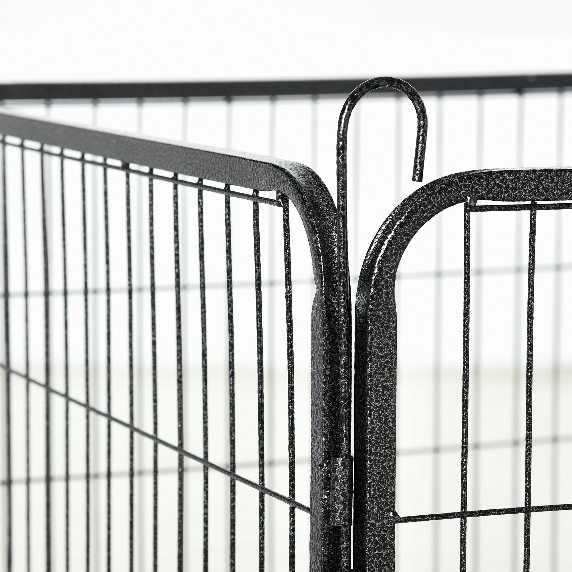 EASYCOMFORT Fence for Dogs and Pets with 12 Modular Steel Panels and 2 Entrances, 80x1.5x60cm, Black
