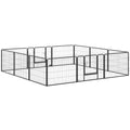 EASYCOMFORT Fence for Dogs and Pets with 12 Modular Steel Panels and 2 Entrances, 80x1.5x60cm, Black