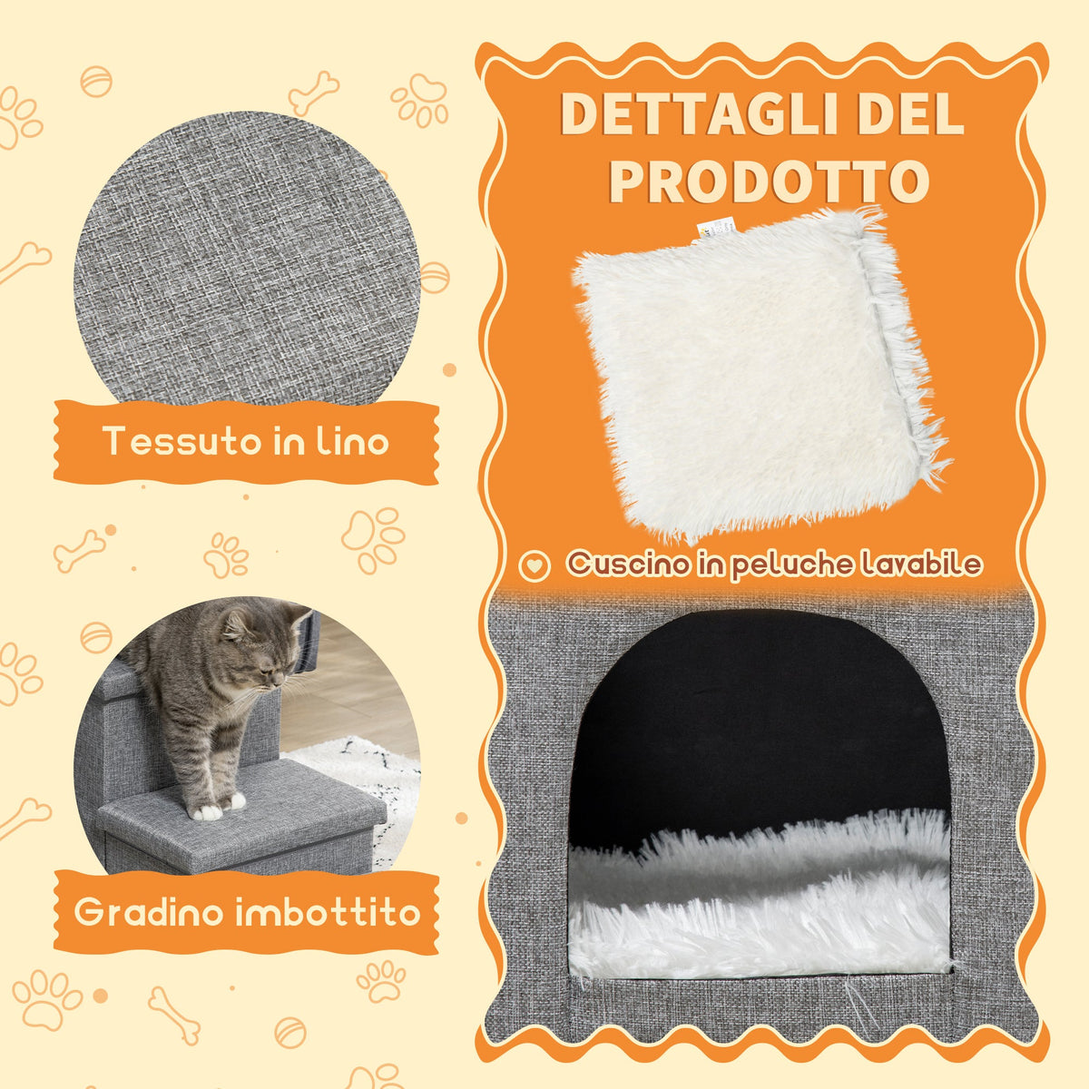 EasyComfort Trap voor honden en katten, 3 treden, max. 10 kg, met huisje en opbergruimte