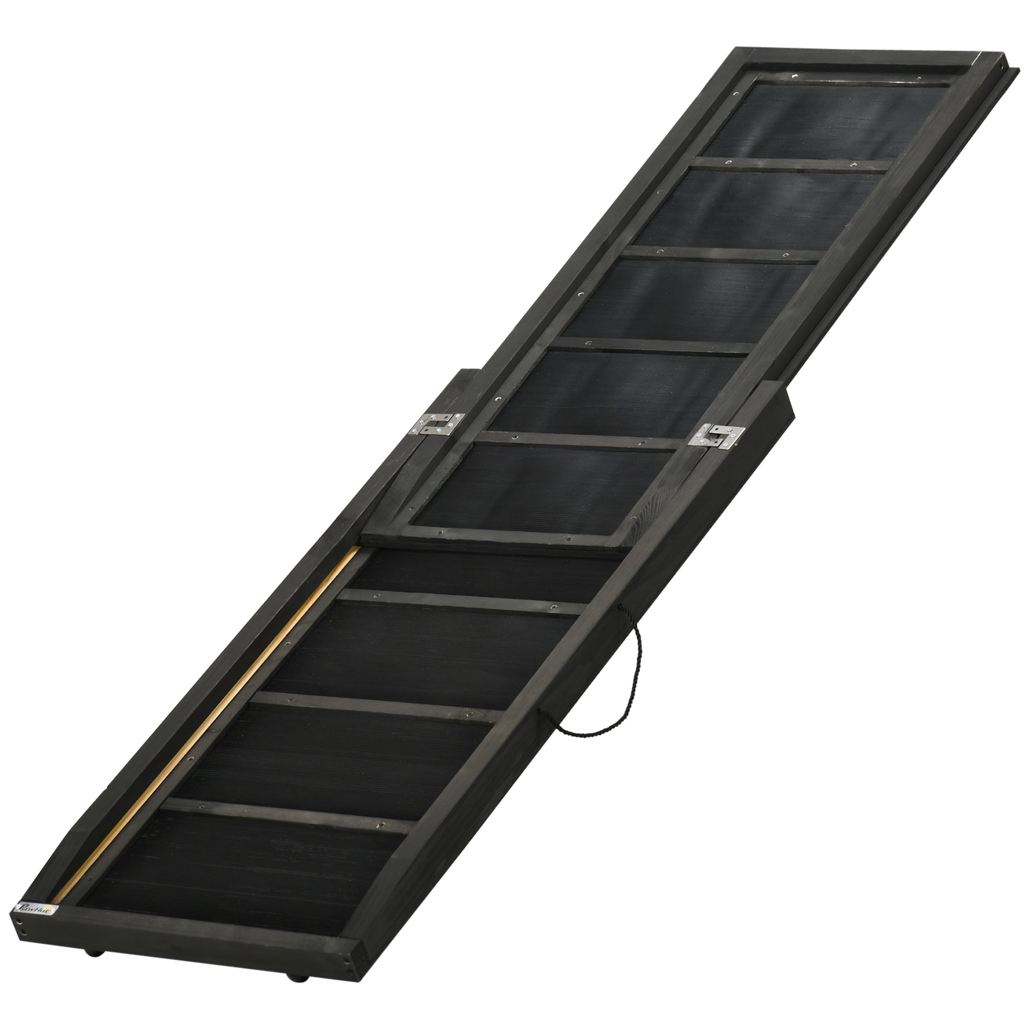 EASYCOMFORT Foldable Anti-Slip Wooden Dog Ramp with Side Handle, 43x165x6.5 cm, Black